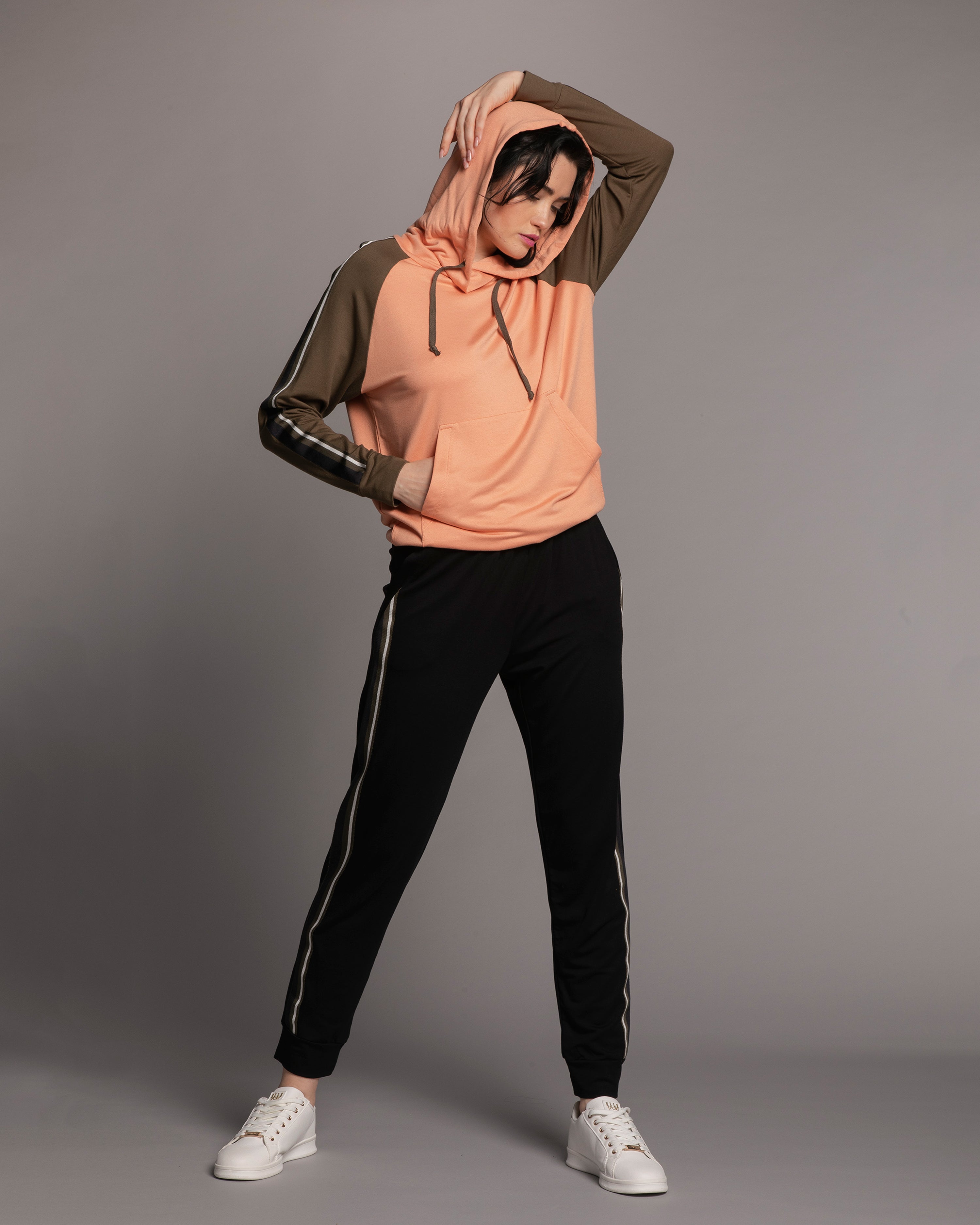 French terry home Set 03138 coral/black