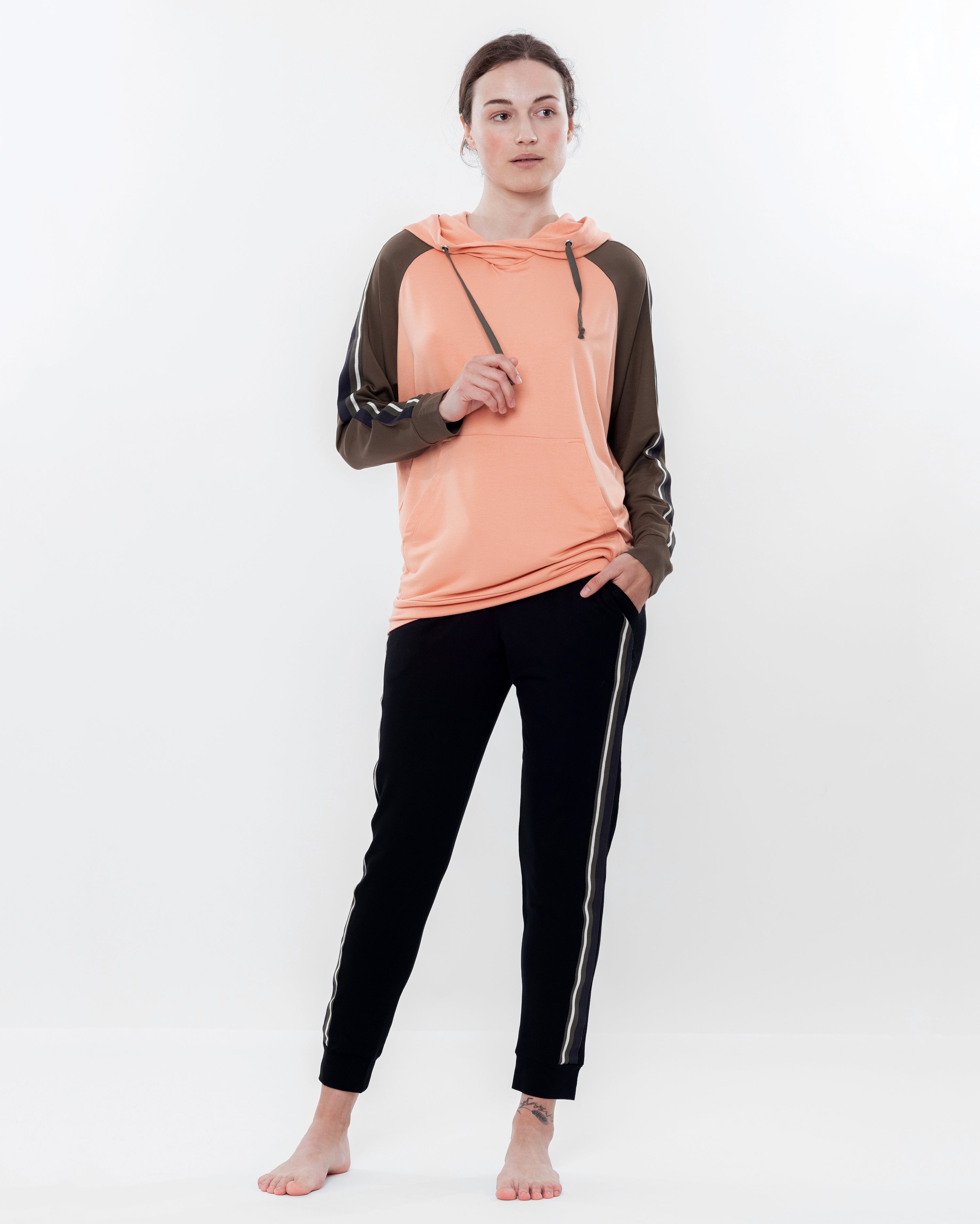 French terry home Set 03138 coral/black