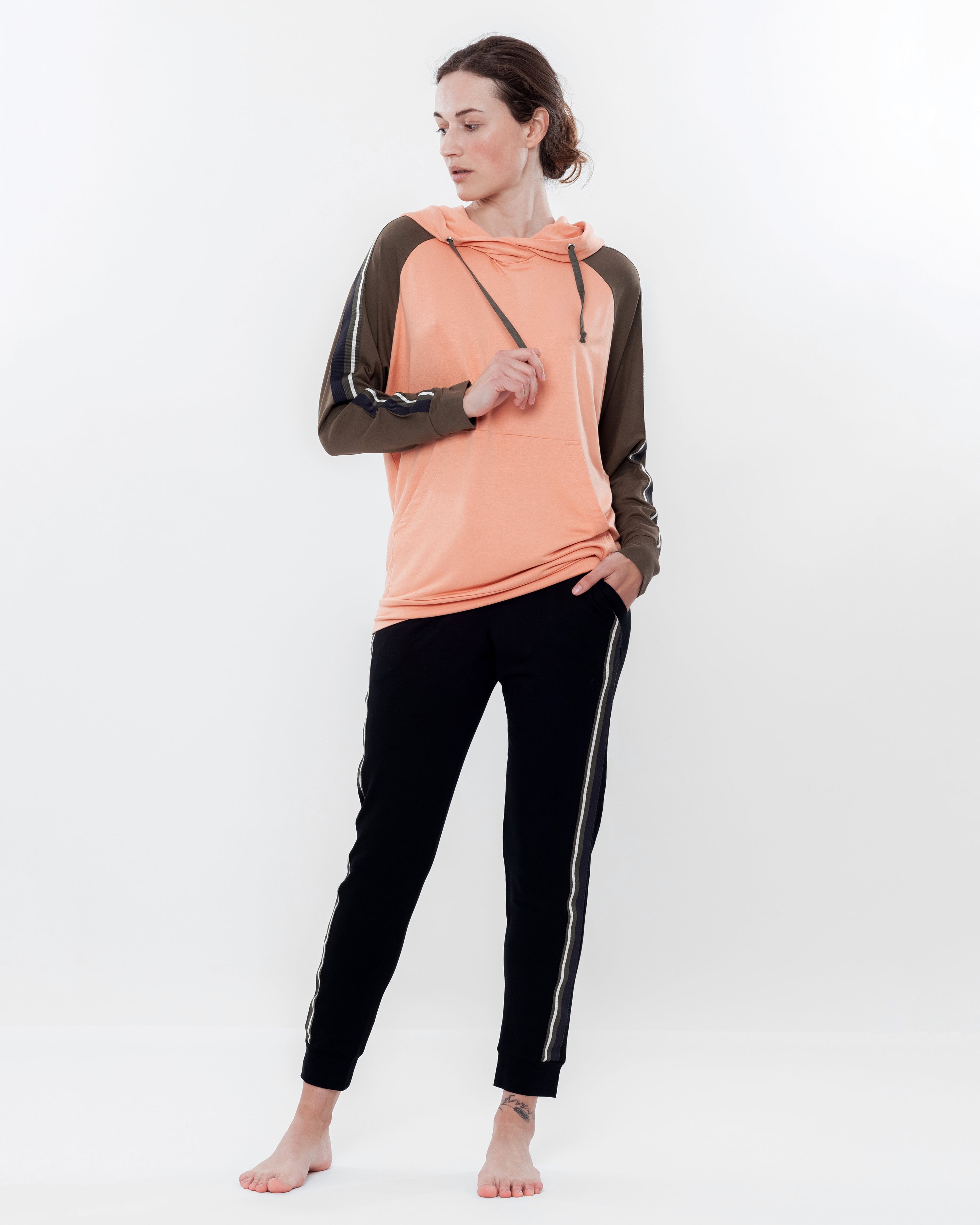 French terry home Set 03138 coral/black