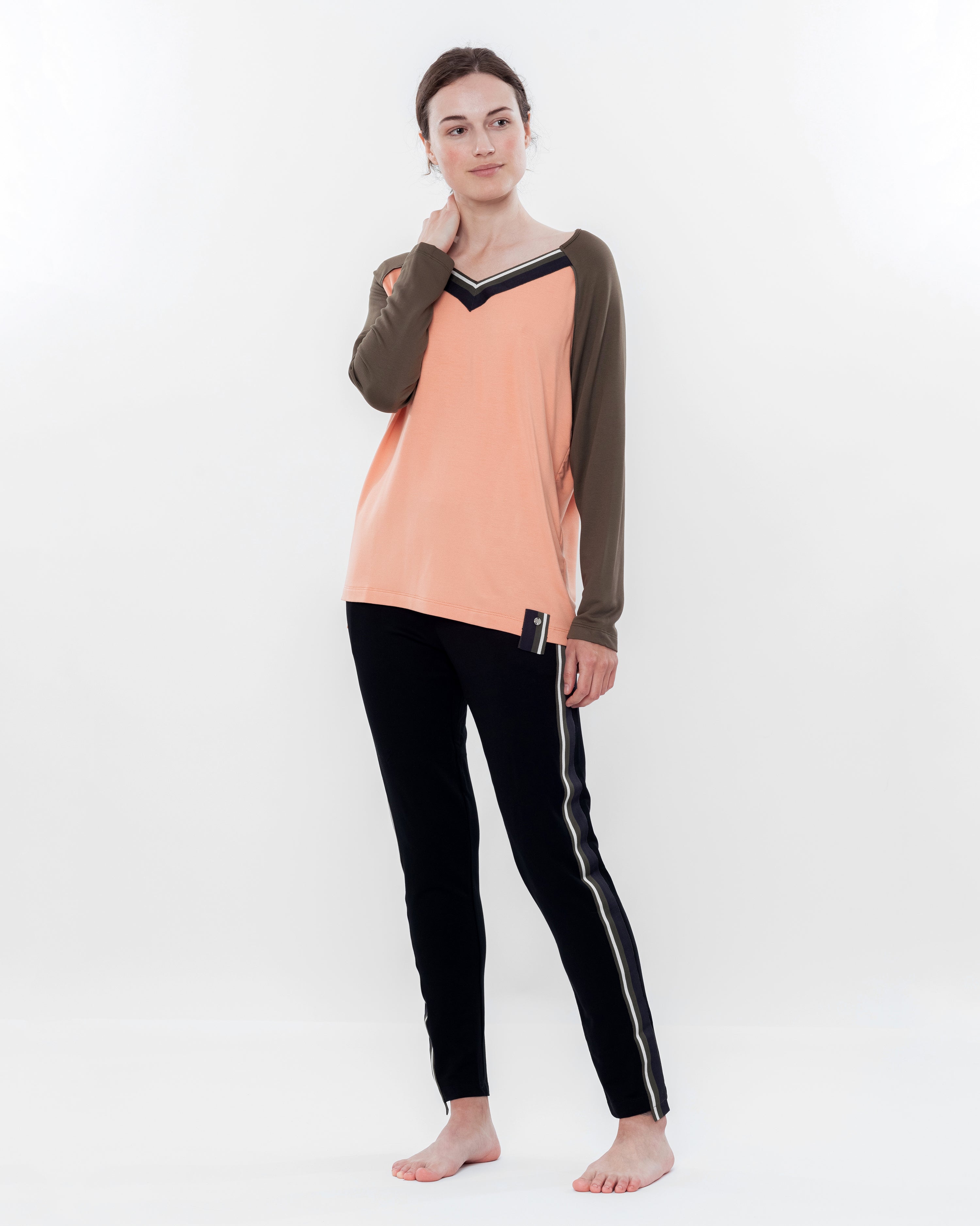 French terry home Set 03139 coral/black