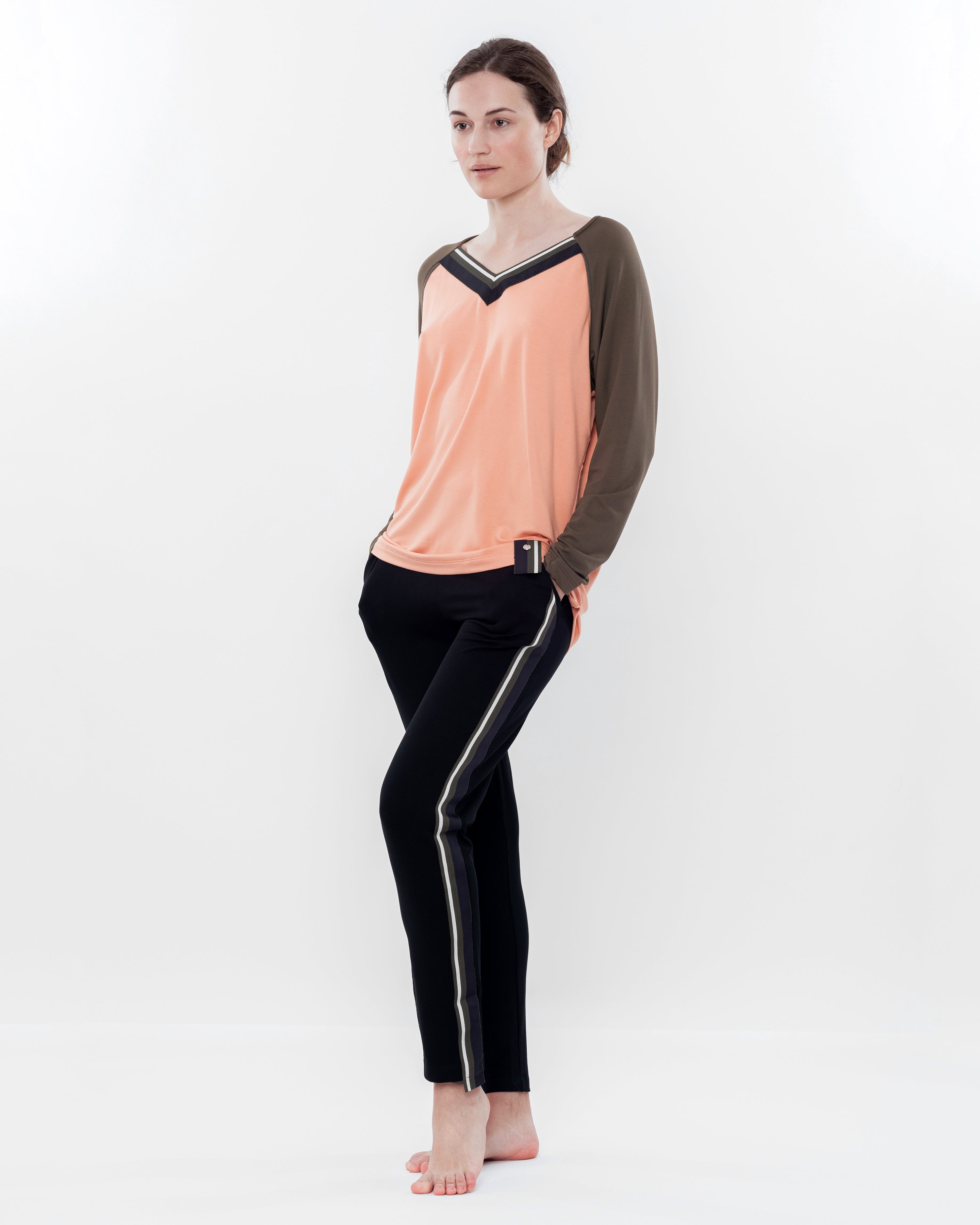 French terry home Set 03139 coral/black