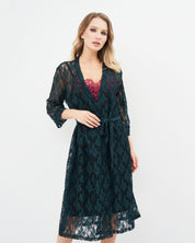Lace 3/4 sleeve Robe 03143 green