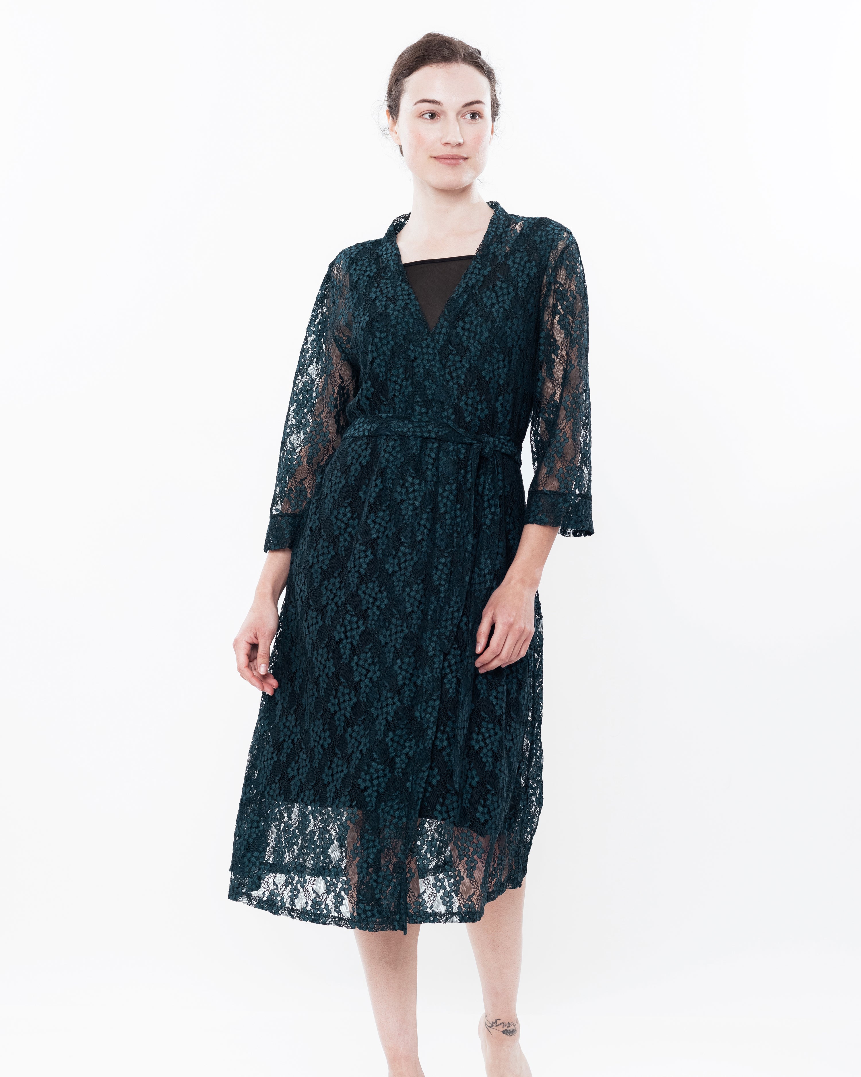 Lace 3/4 sleeve Robe 03143 green