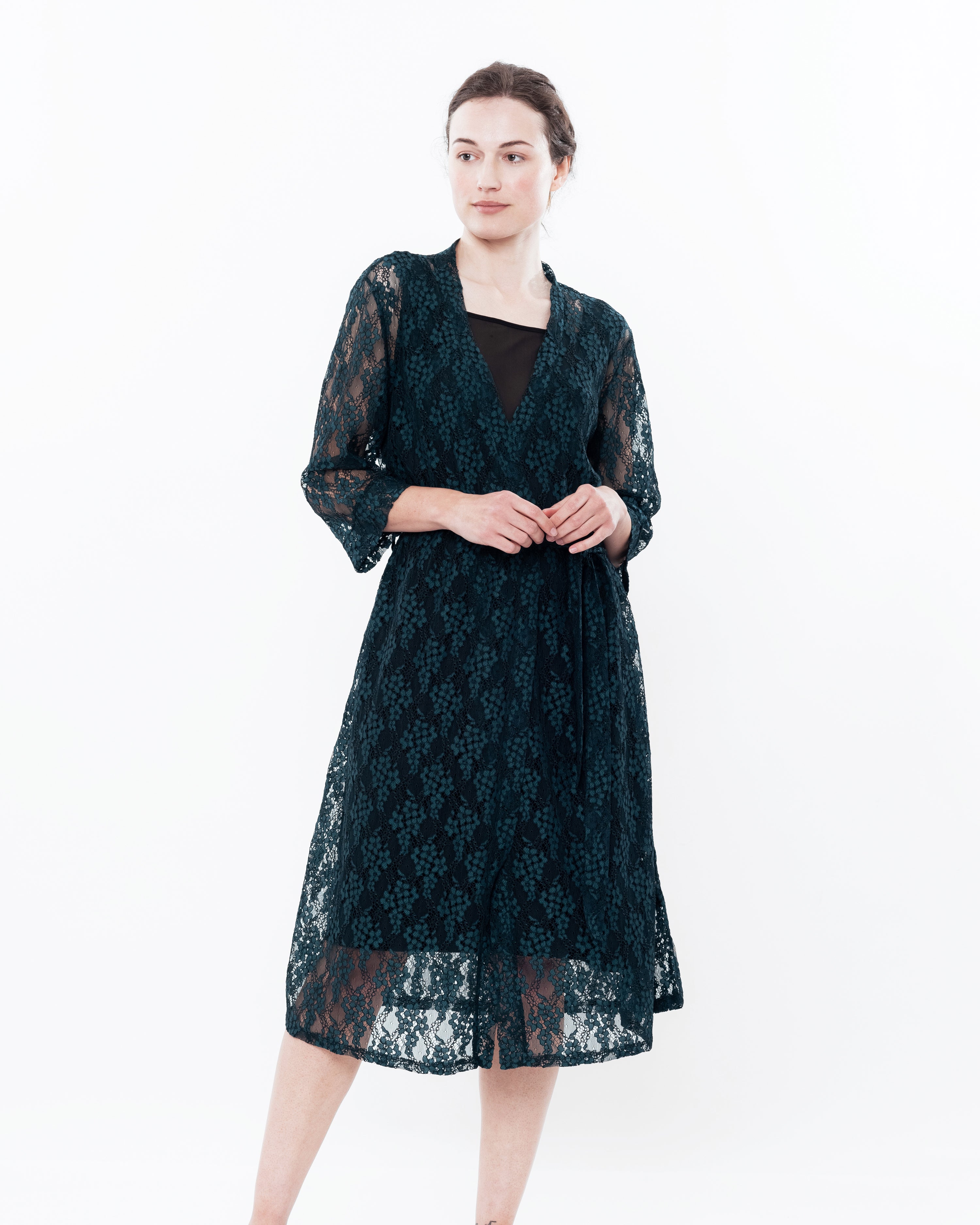Lace 3/4 sleeve Robe 03143 green