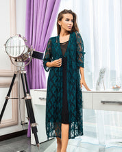 Lace 3/4 sleeve Robe 03143 green