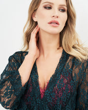 Lace 3/4 sleeve Robe 03143 green