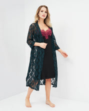 Lace 3/4 sleeve Robe 03143 green