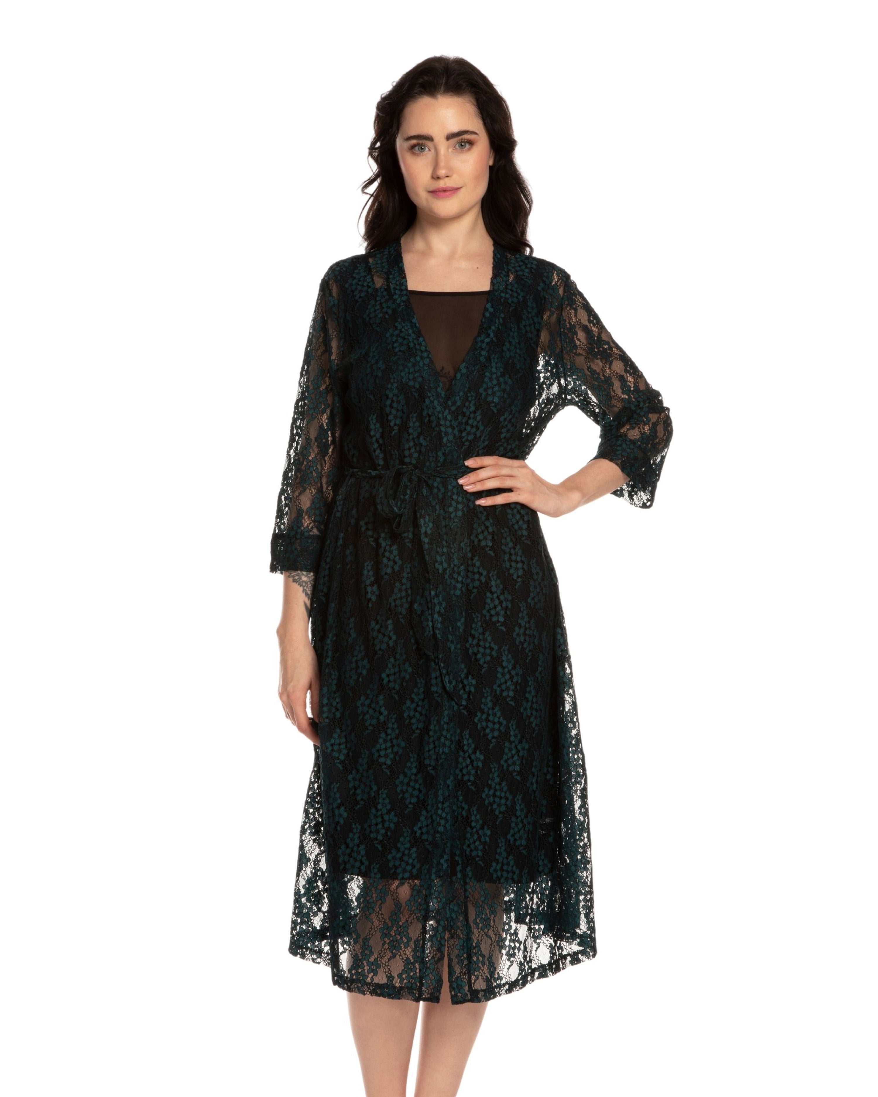 Lace 3/4 sleeve Robe 03143 green