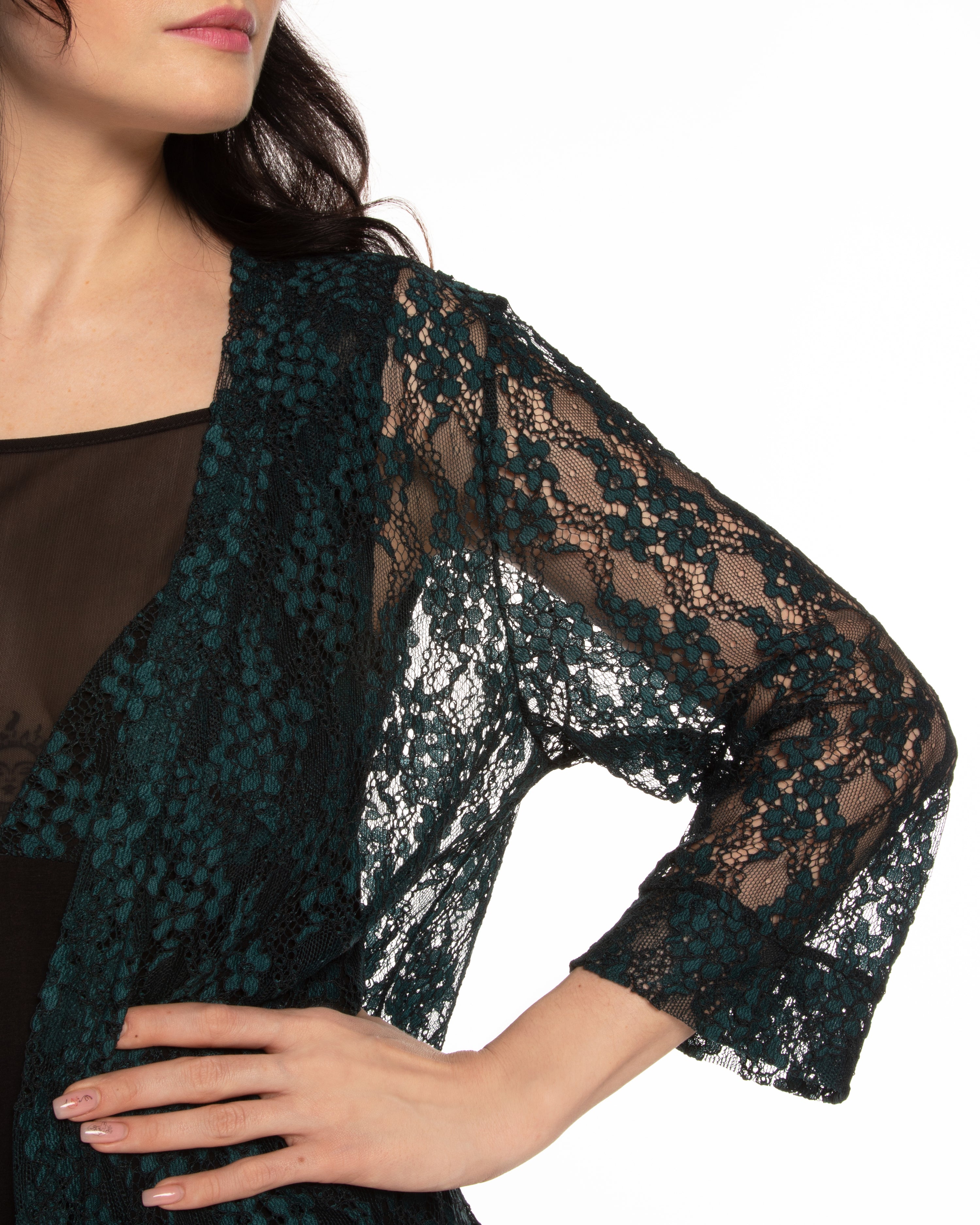 Lace 3/4 sleeve Robe 03143 green