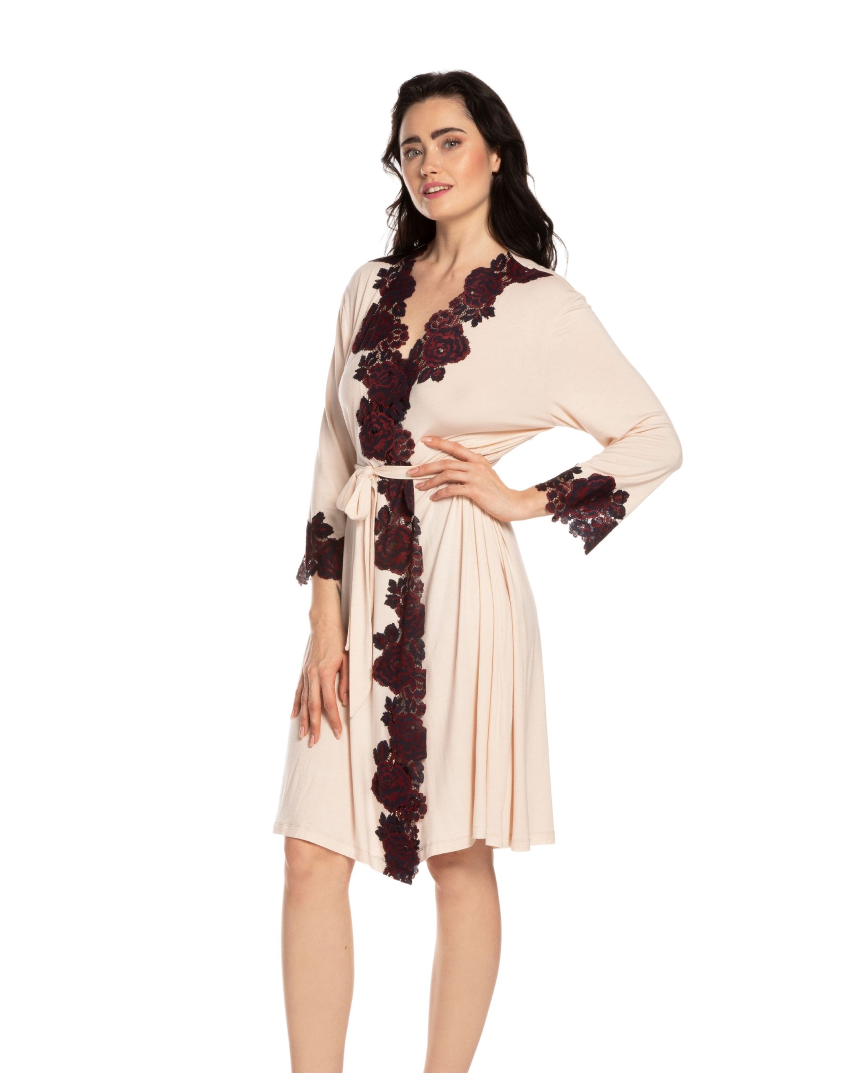 Bamboo 3/4 sleeve Robe 03144 ecru