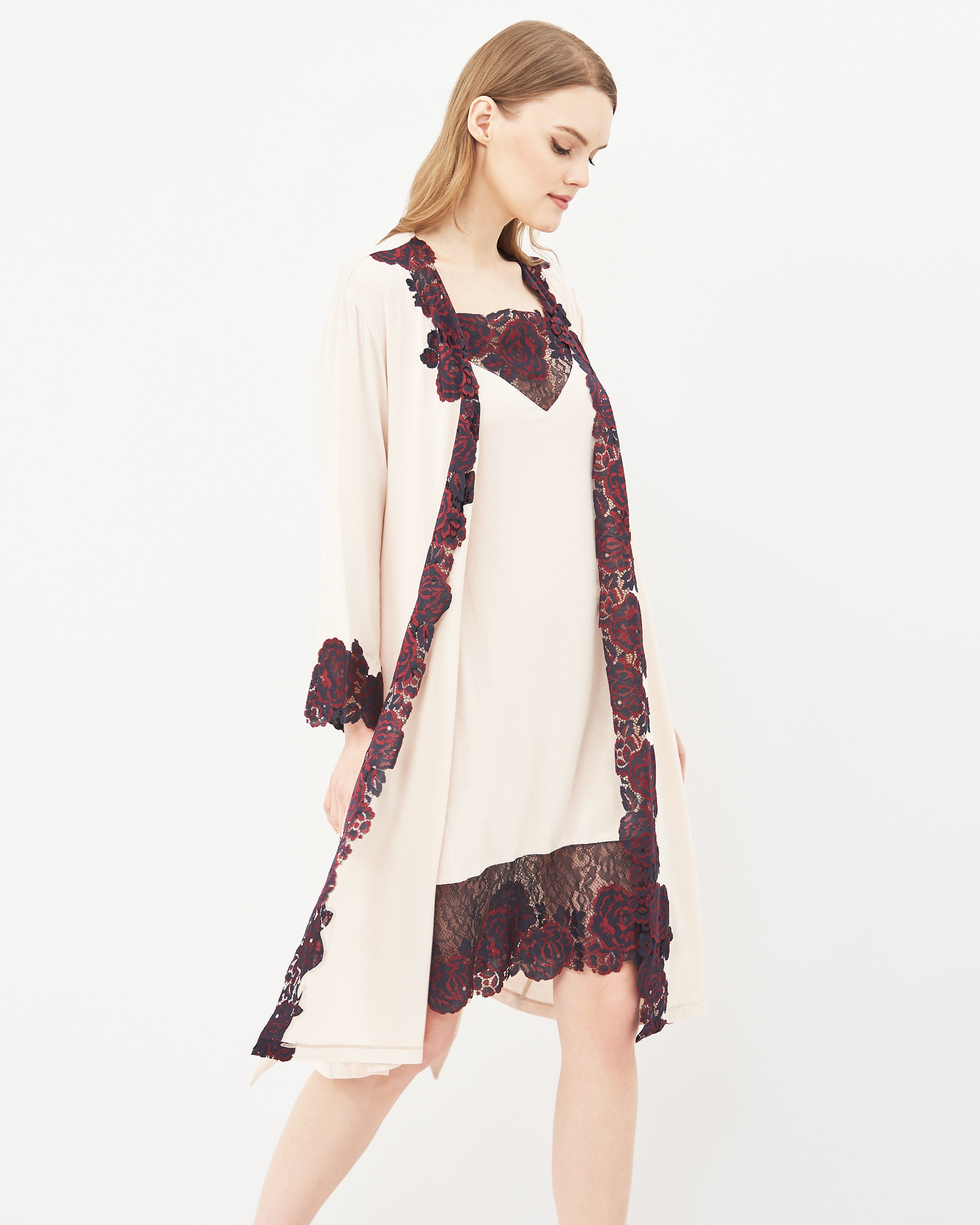 Bamboo 3/4 sleeve Robe 03144 ecru
