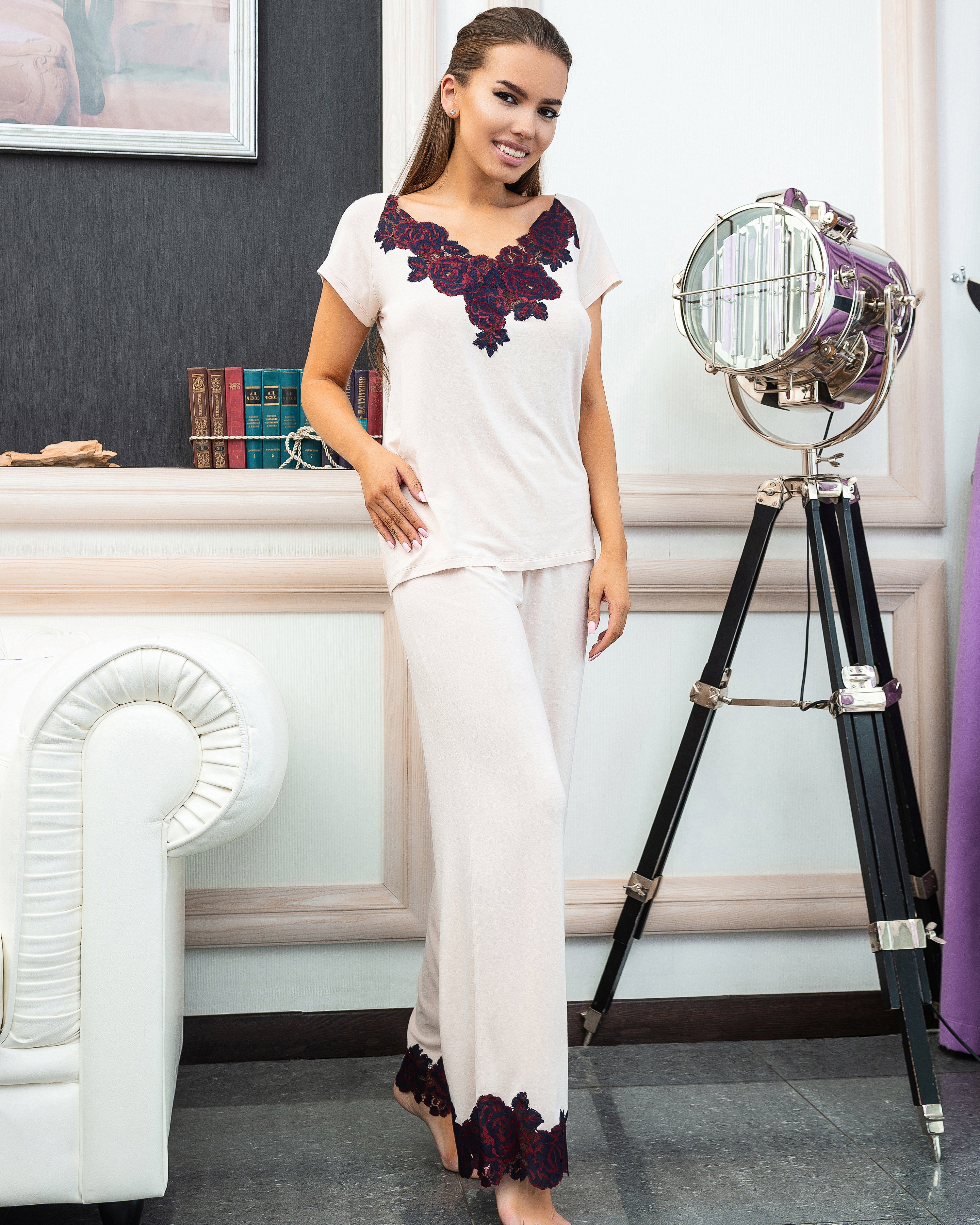 Bamboo t-shirt Pajama 03147 ecru