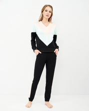 French terry home Set 03152 peach/mint/black