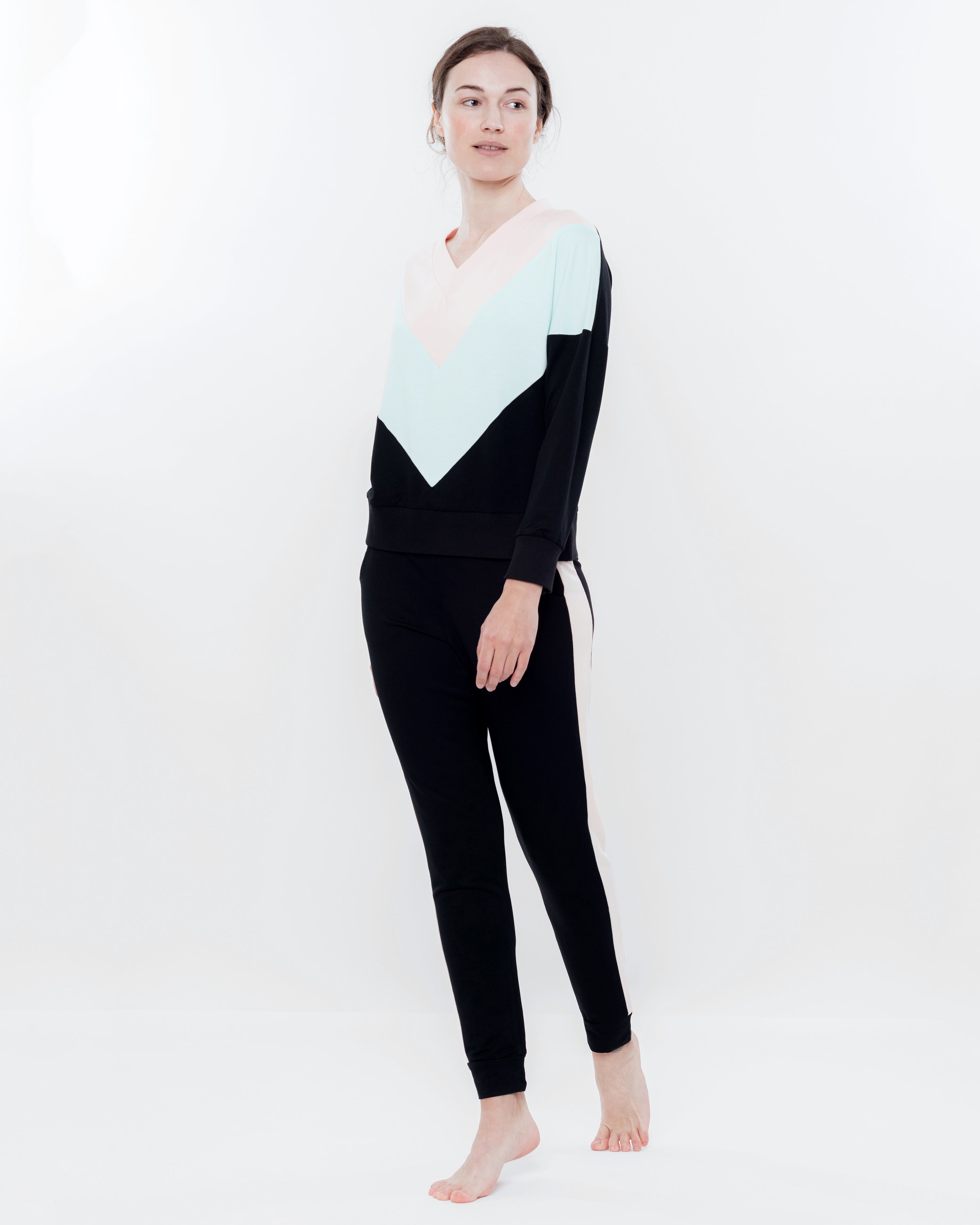 French terry home Set 03152 peach/mint/black