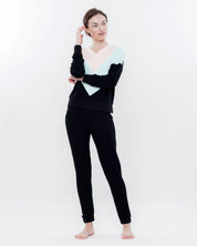 French terry home Set 03152 peach/mint/black