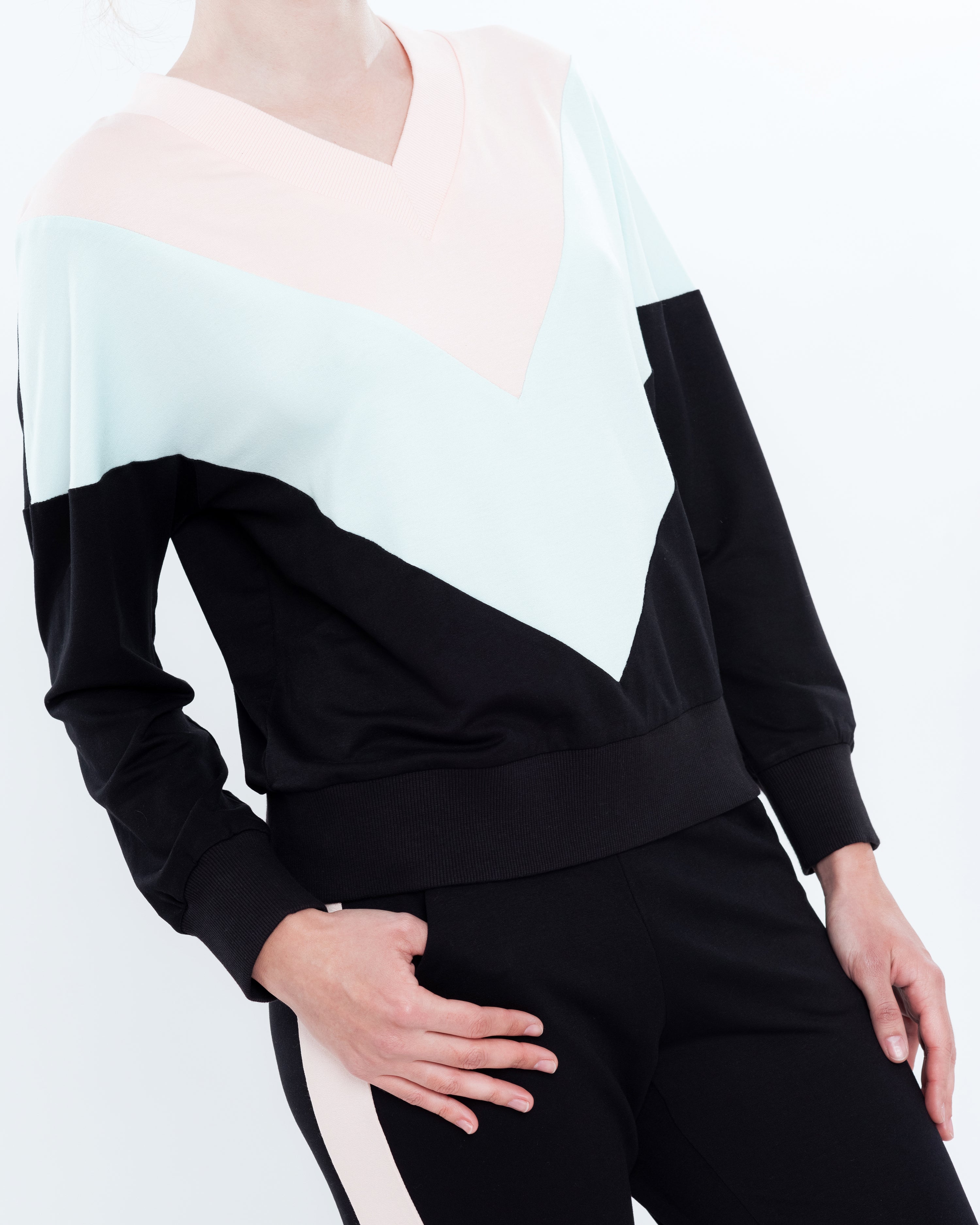 French terry home Set 03152 peach/mint/black