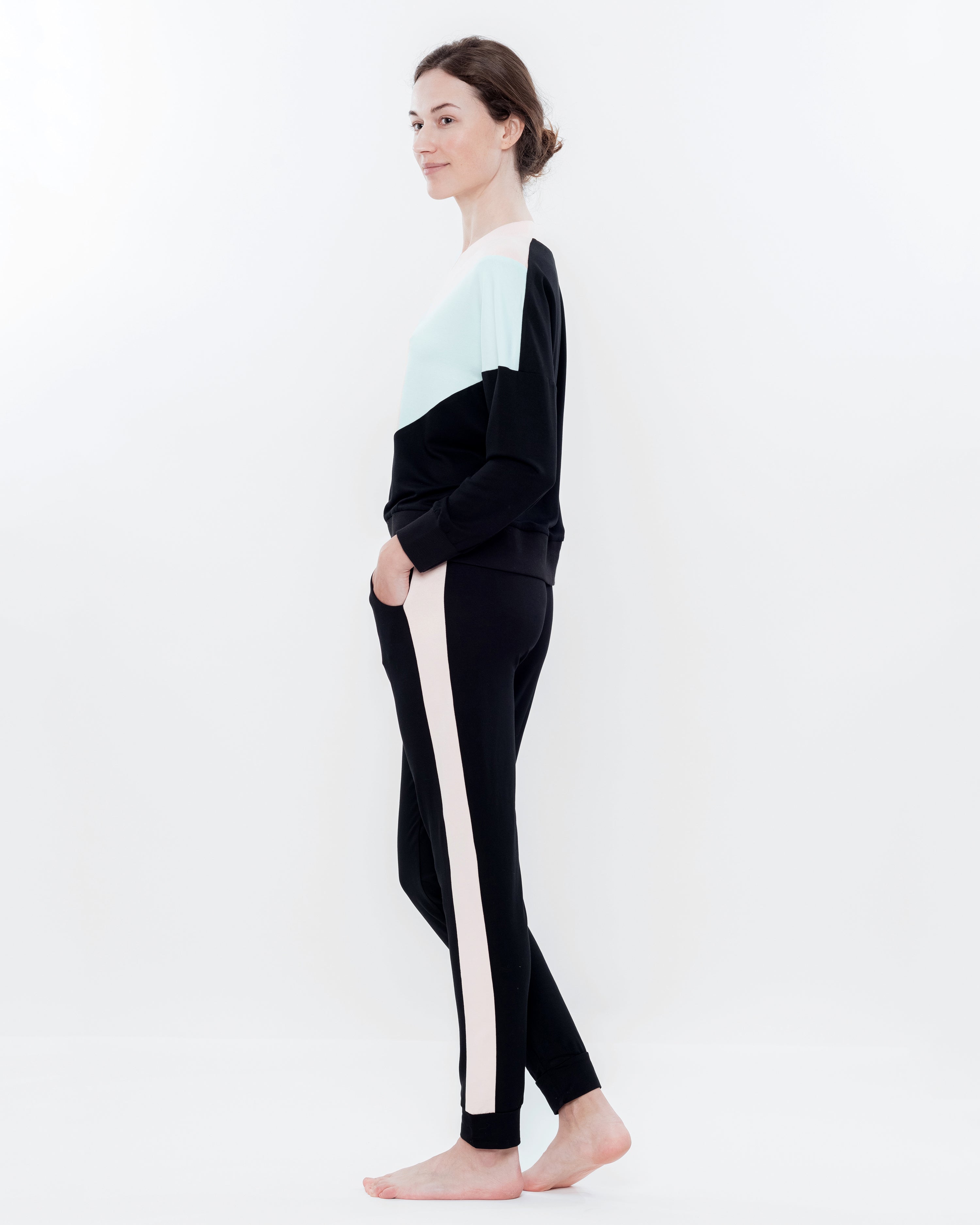 French terry home Set 03152 peach/mint/black