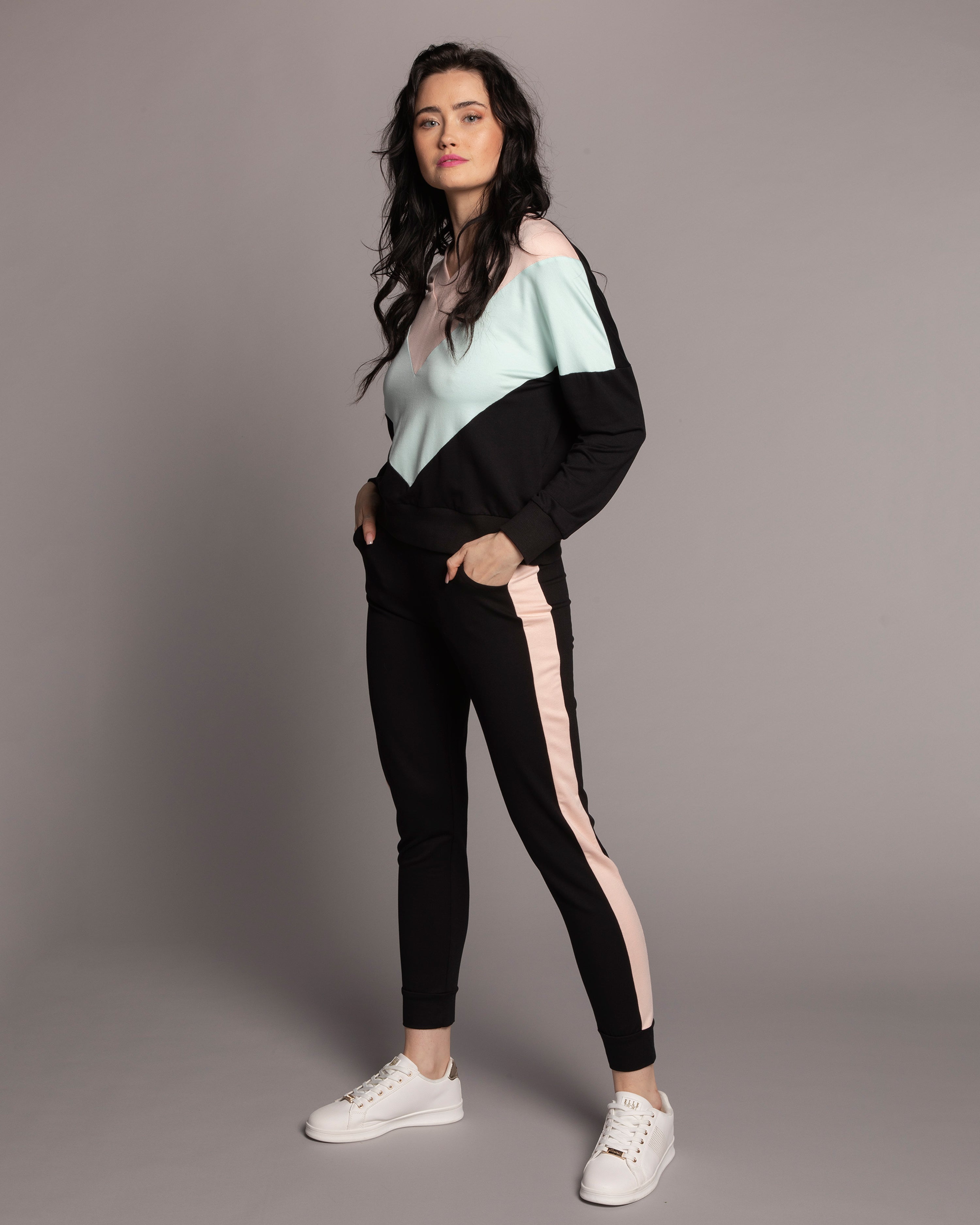 French terry home Set 03152 peach/mint/black