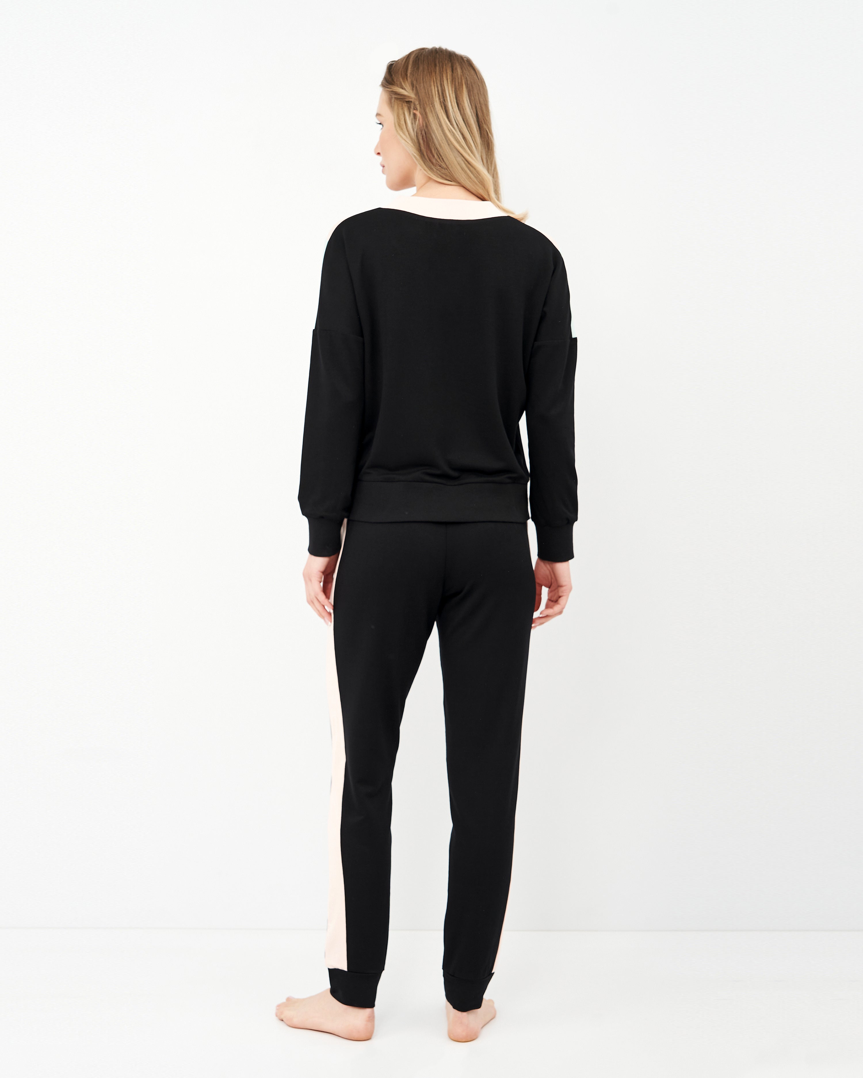 French terry home Set 03152 peach/mint/black