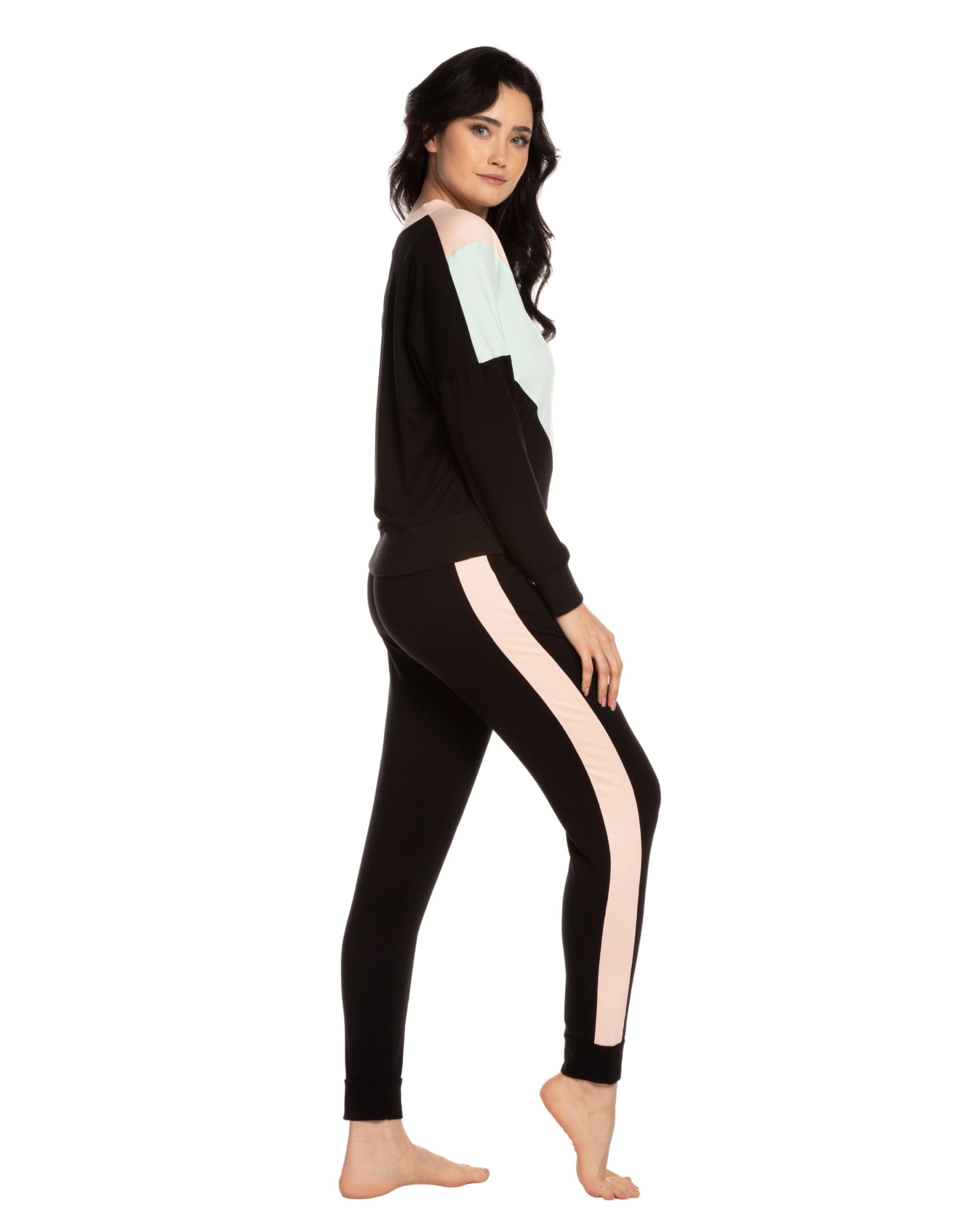 French terry home Set 03152 peach/mint/black