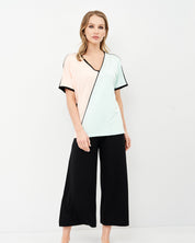 French terry home Set 03153 peach/mint/black