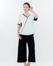 French terry home Set 03153 peach/mint/black