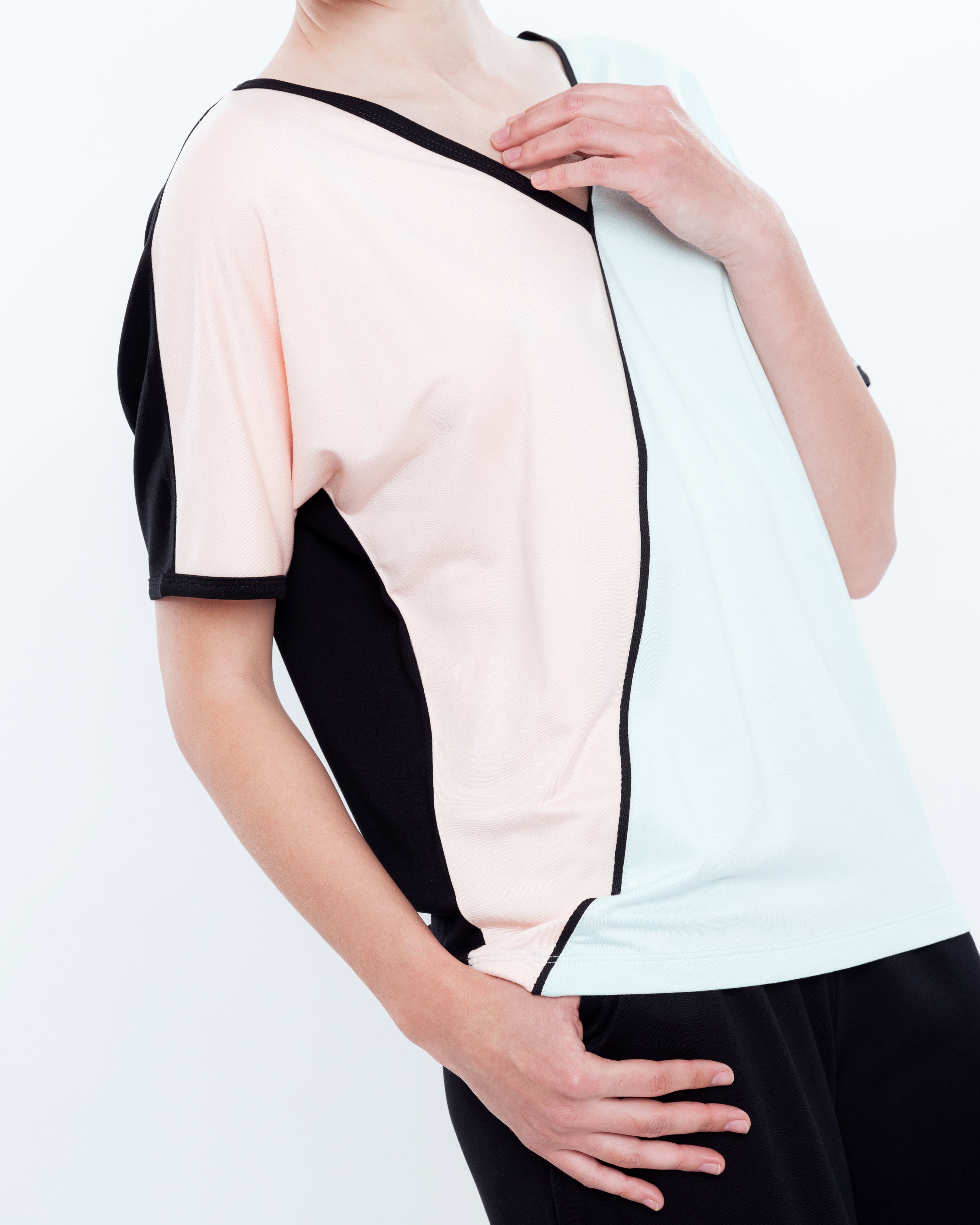 French terry home Set 03153 peach/mint/black