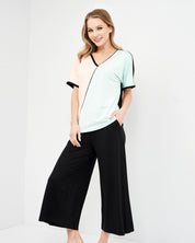 French terry home Set 03153 peach/mint/black