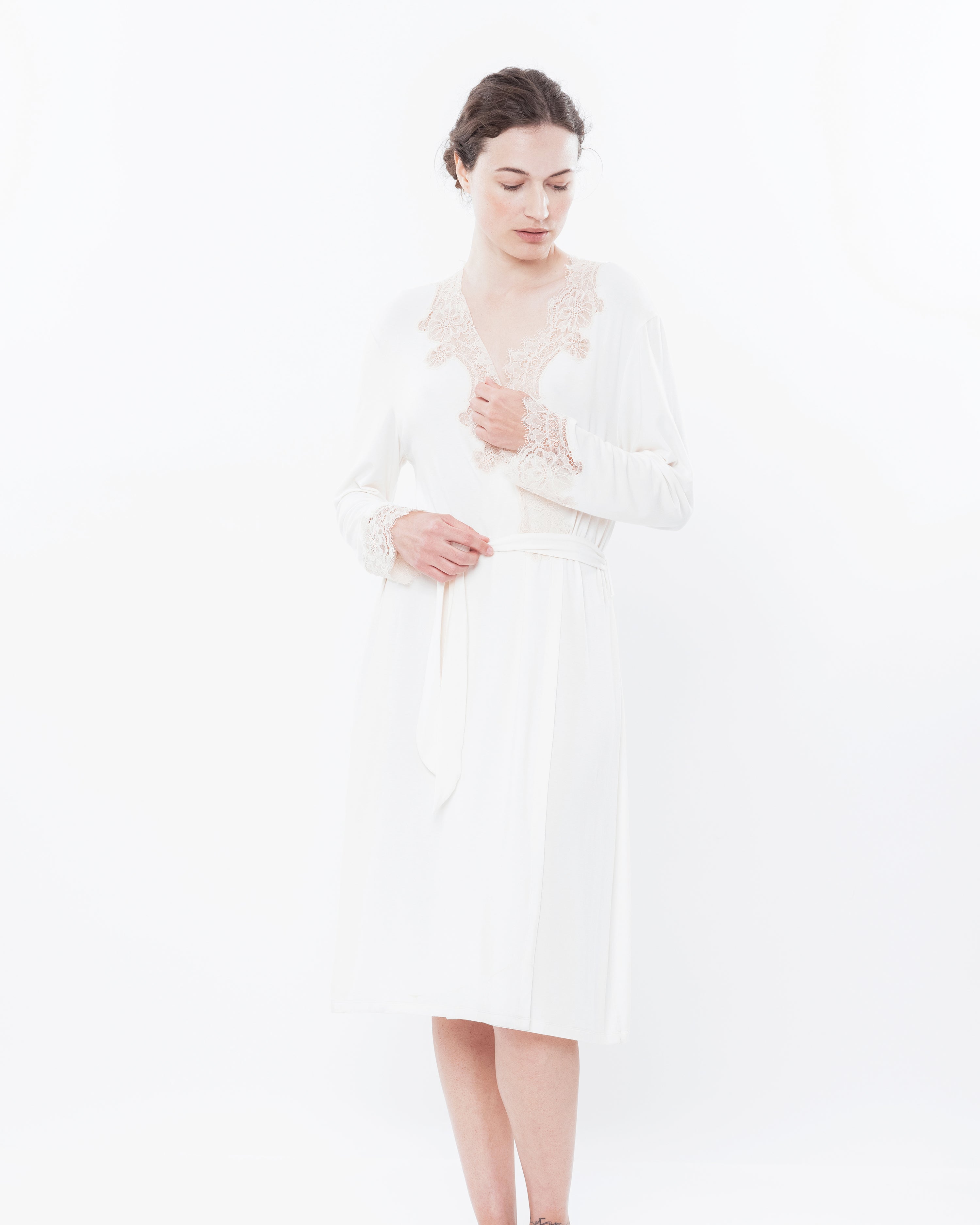 Bamboo long sleeve Robe 03155 milk