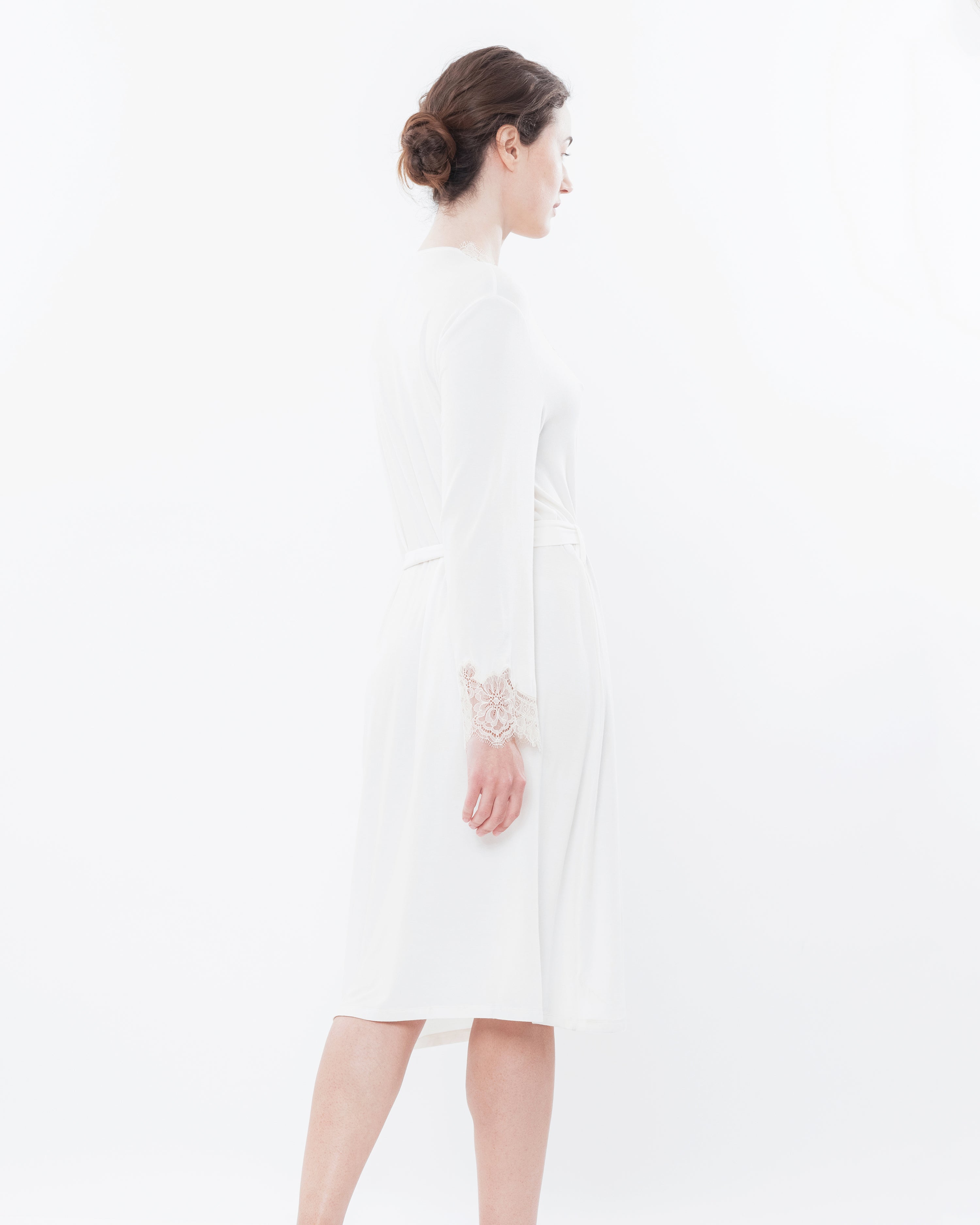 Bamboo long sleeve Robe 03155 milk