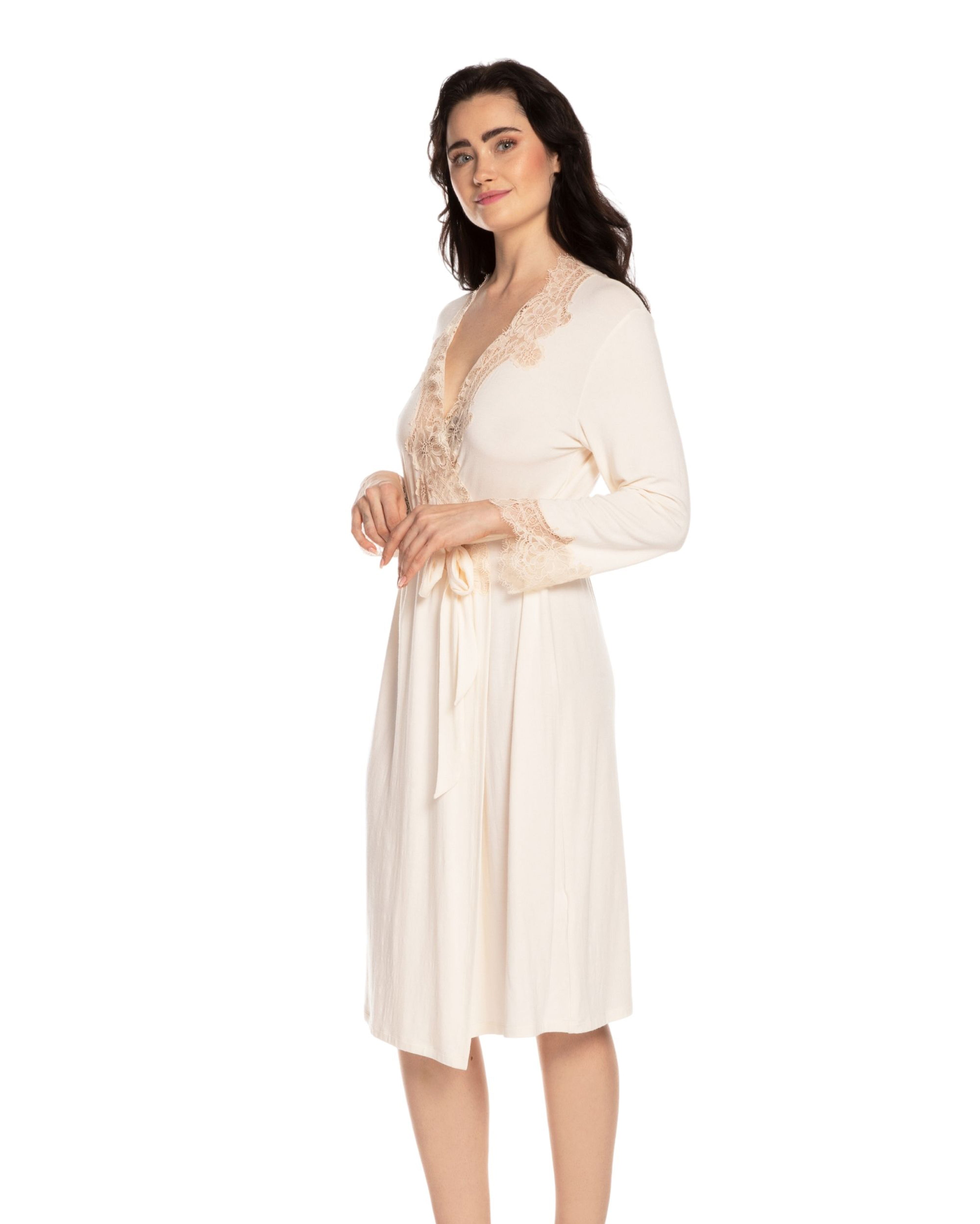 Bamboo long sleeve Robe 03155 milk