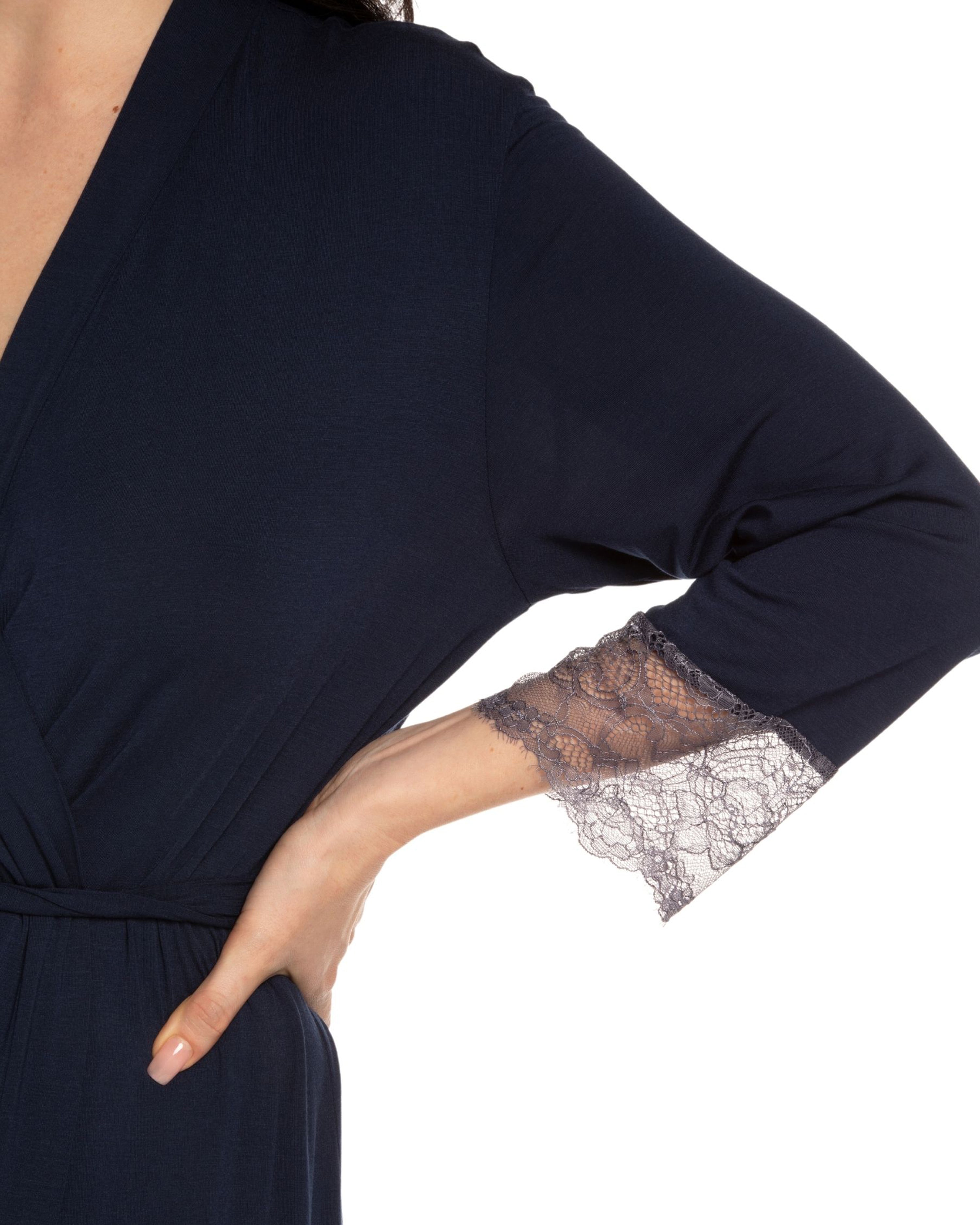 Bamboo 3/4 sleeve Robe 03158 blue