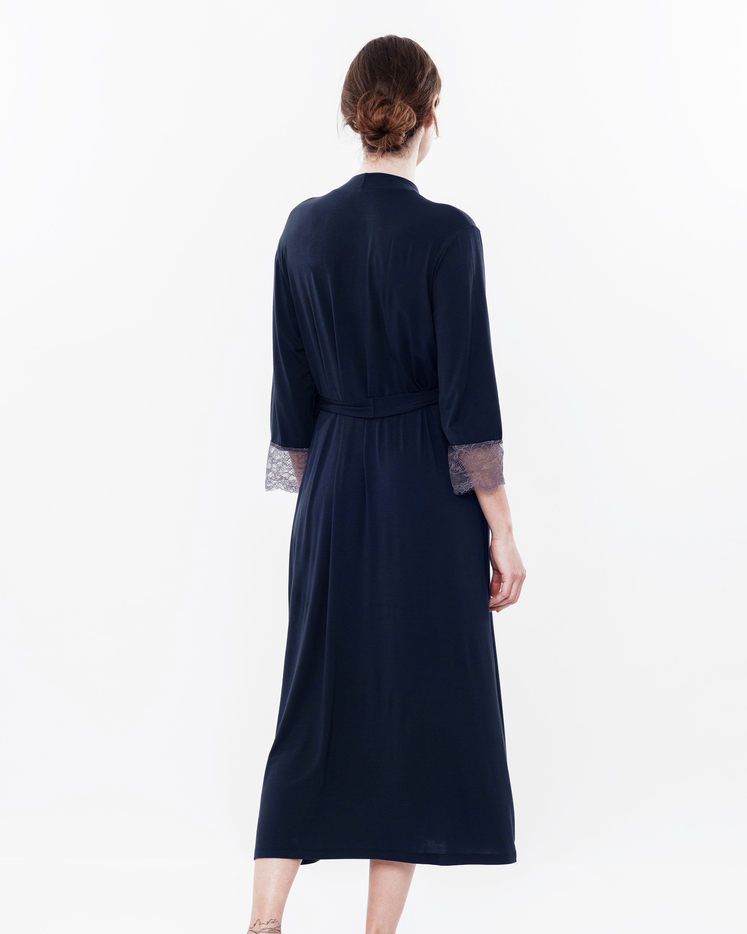 Bamboo 3/4 sleeve Robe 03158 blue
