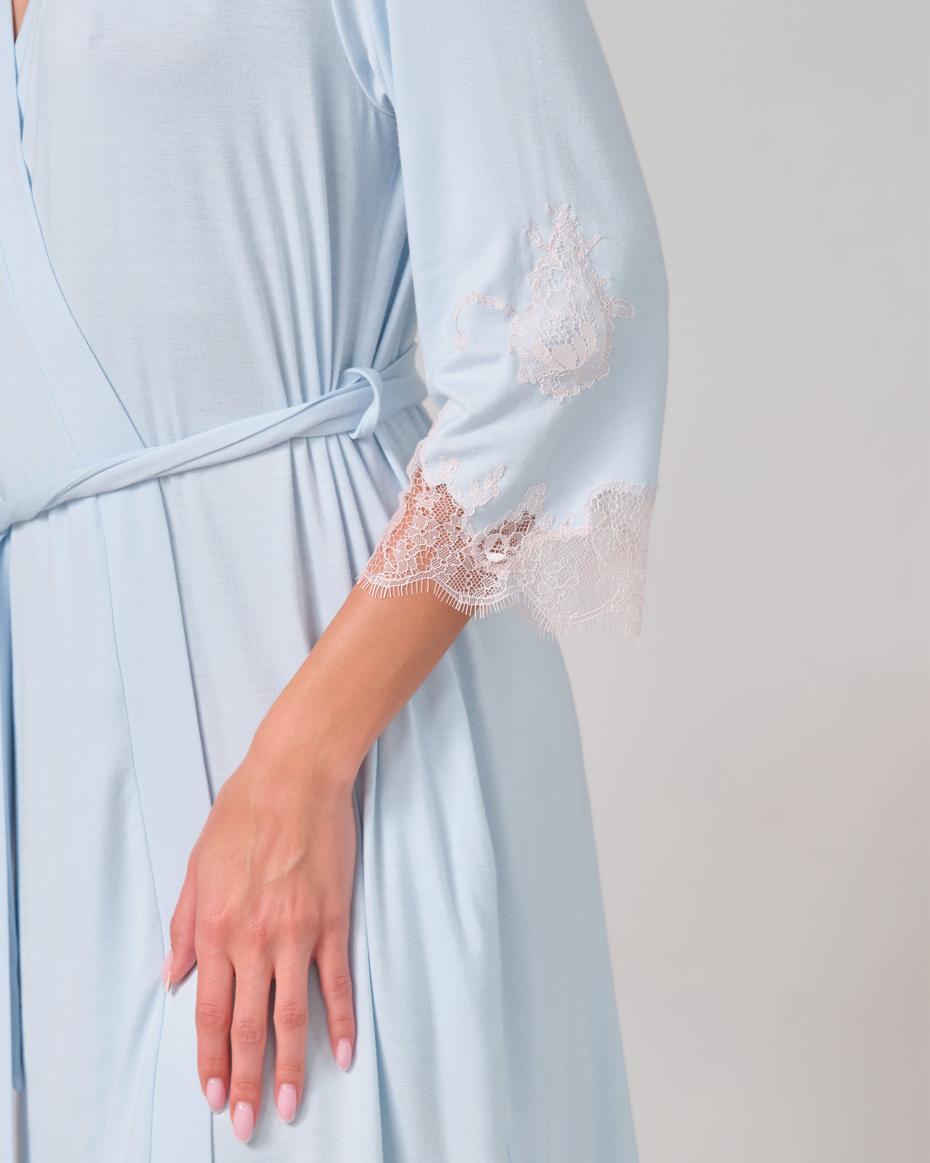 Bamboo 3/4 sleeve Robe 03161 icy blue
