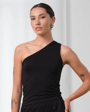 Bamboo one-shoulder Top 03362 black