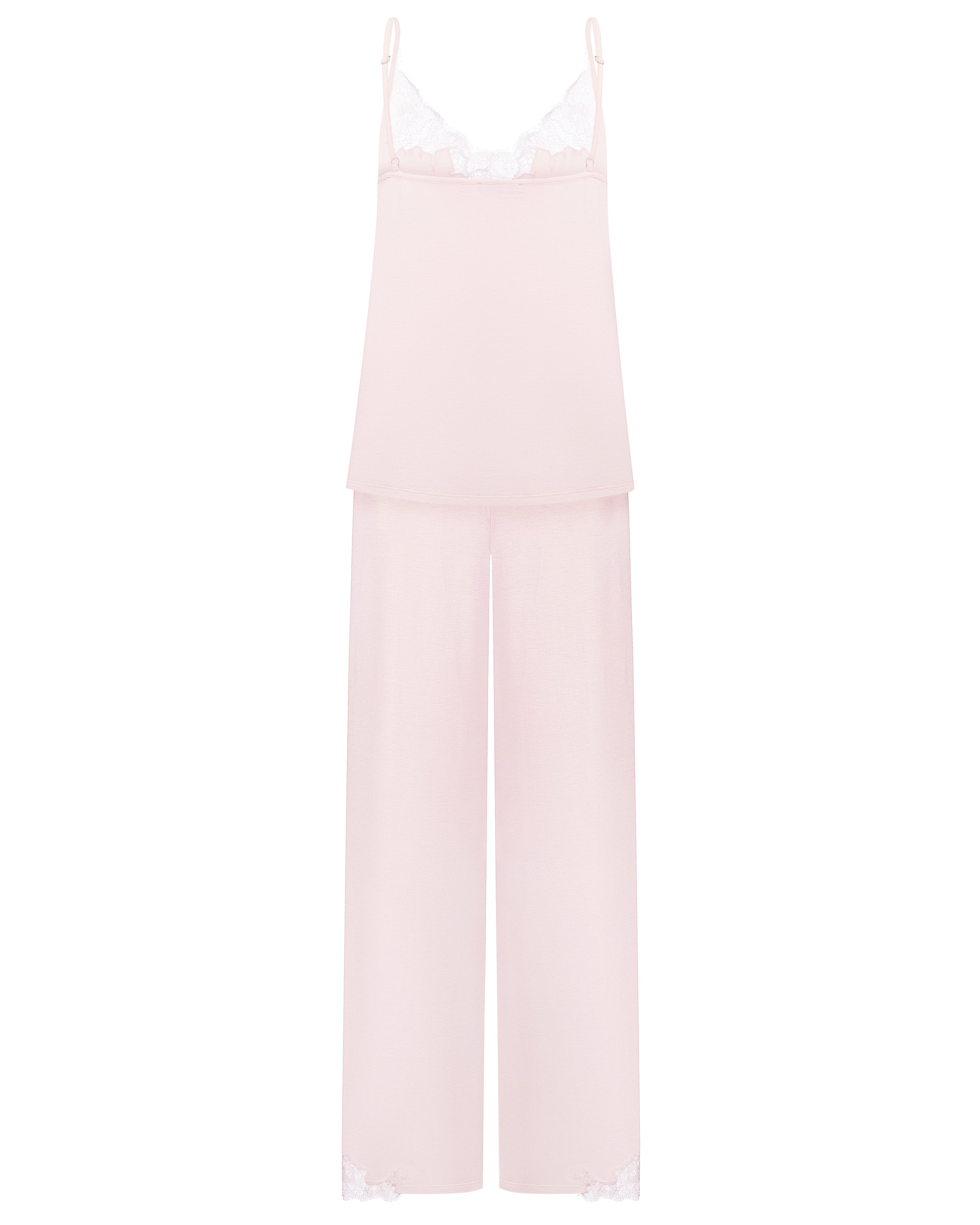 Effetto bamboo camisole pajama set 03163 – women's sleepwear, rosy peach
Light pink slip dress on a white background
