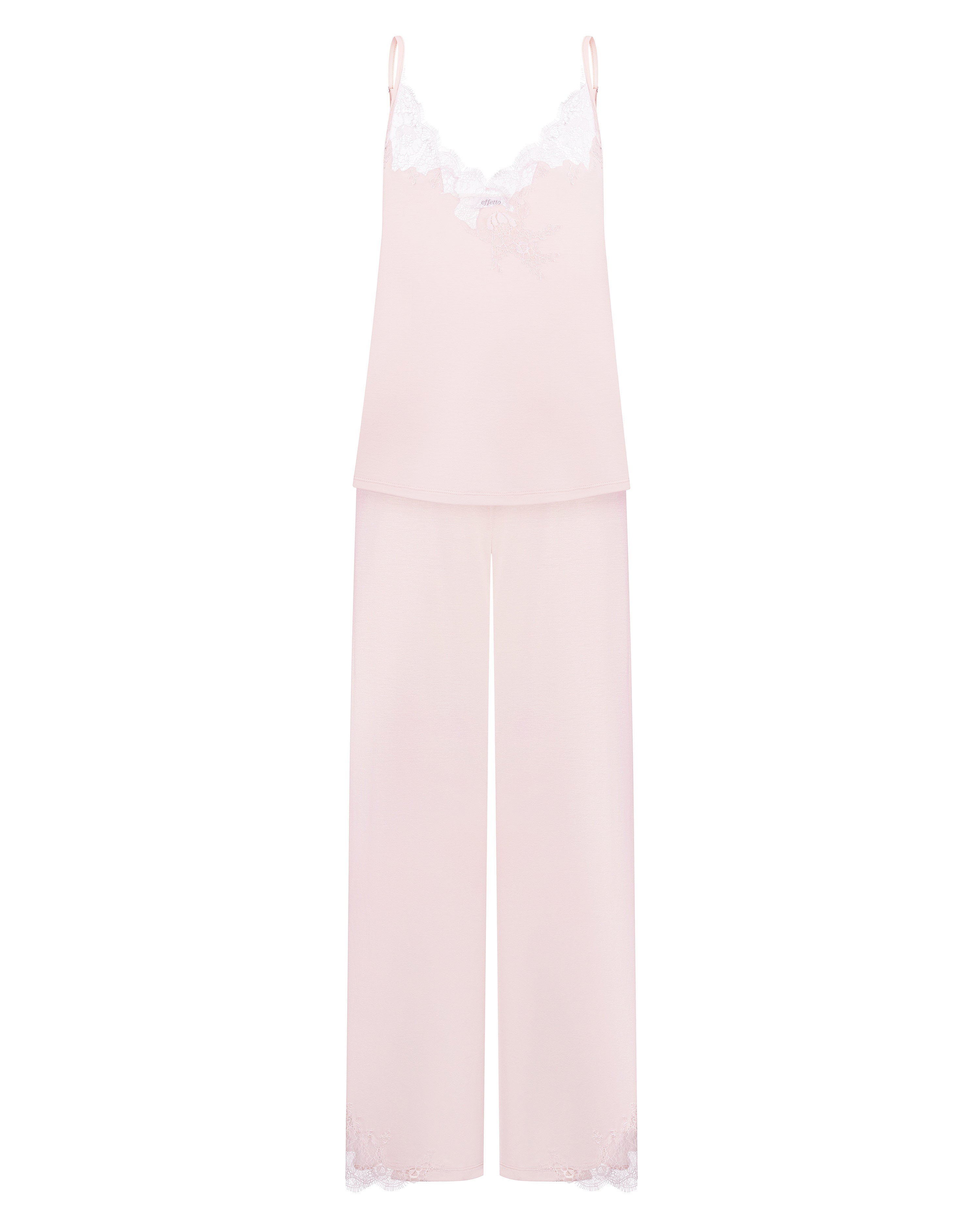 Effetto bamboo camisole pajama set 03163 – women's sleepwear, rosy peach
Light pink slip dress with thin straps on a white background