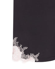 Effetto bamboo camisole pajama set 03163 – women's sleepwear, smoke grey
Black garment with white lace trim on a white background