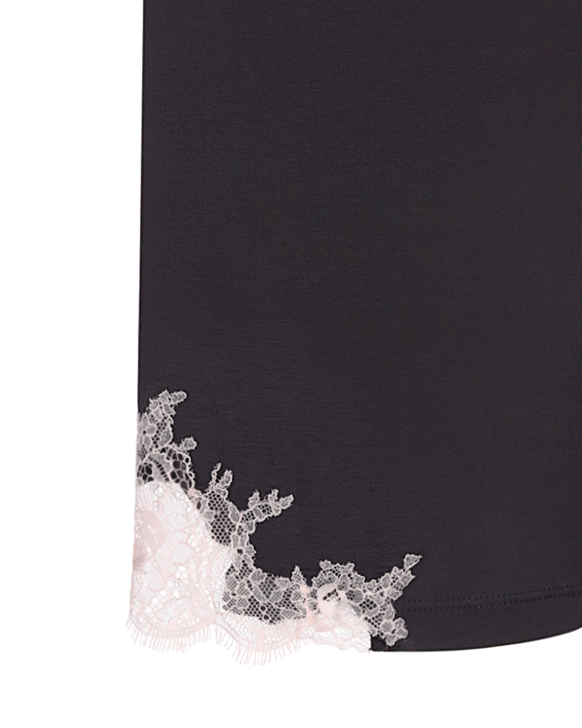 Effetto bamboo camisole pajama set 03163 – women's sleepwear, smoke grey
Black garment with white lace trim on a white background