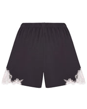 Effetto bamboo cami shorts set 03163 – women's sleepwear, smoke grey
Black shorts with lace trim on a white background