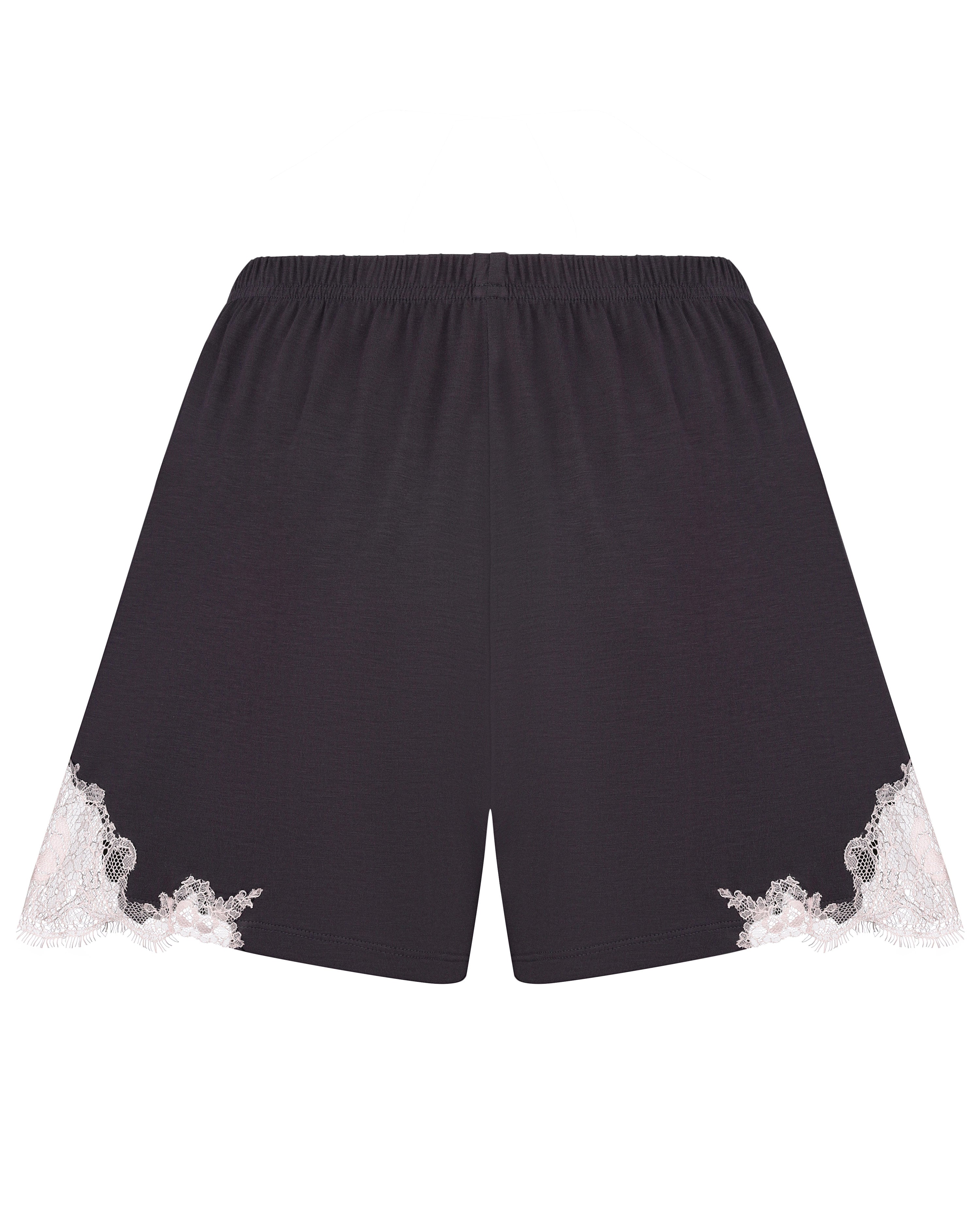Effetto bamboo cami shorts set 03163 – women's sleepwear, smoke grey
Black shorts with lace trim on a white background