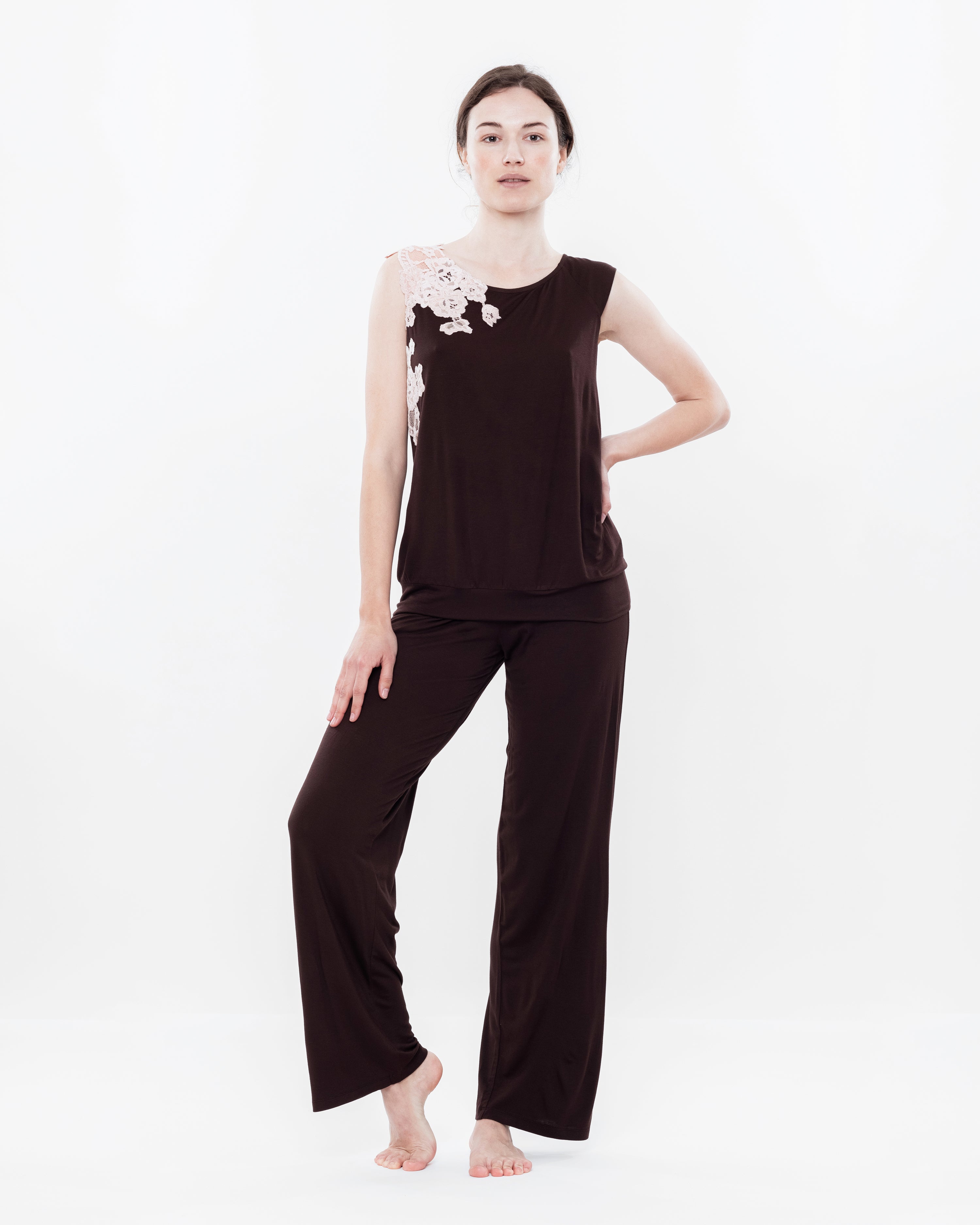 Bamboo tank top Pajama 03173 chocolate