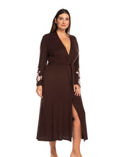 Bamboo long sleeve Robe 03174 chocolate