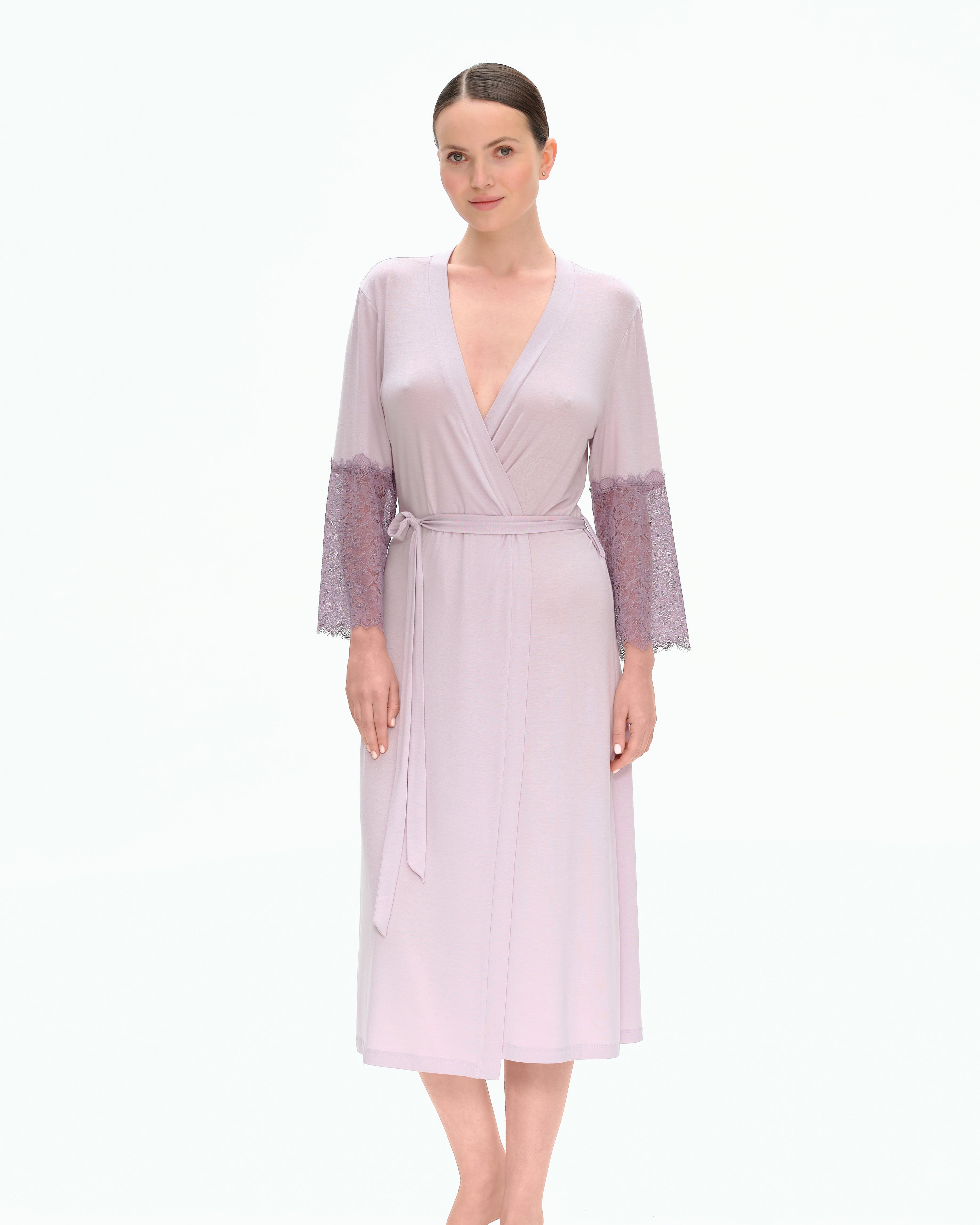 Bamboo 3/4 sleeve Robe 03215 lilac