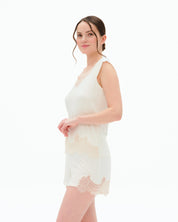 Bamboo cap-sleeve shorts Set 03315 ivory
