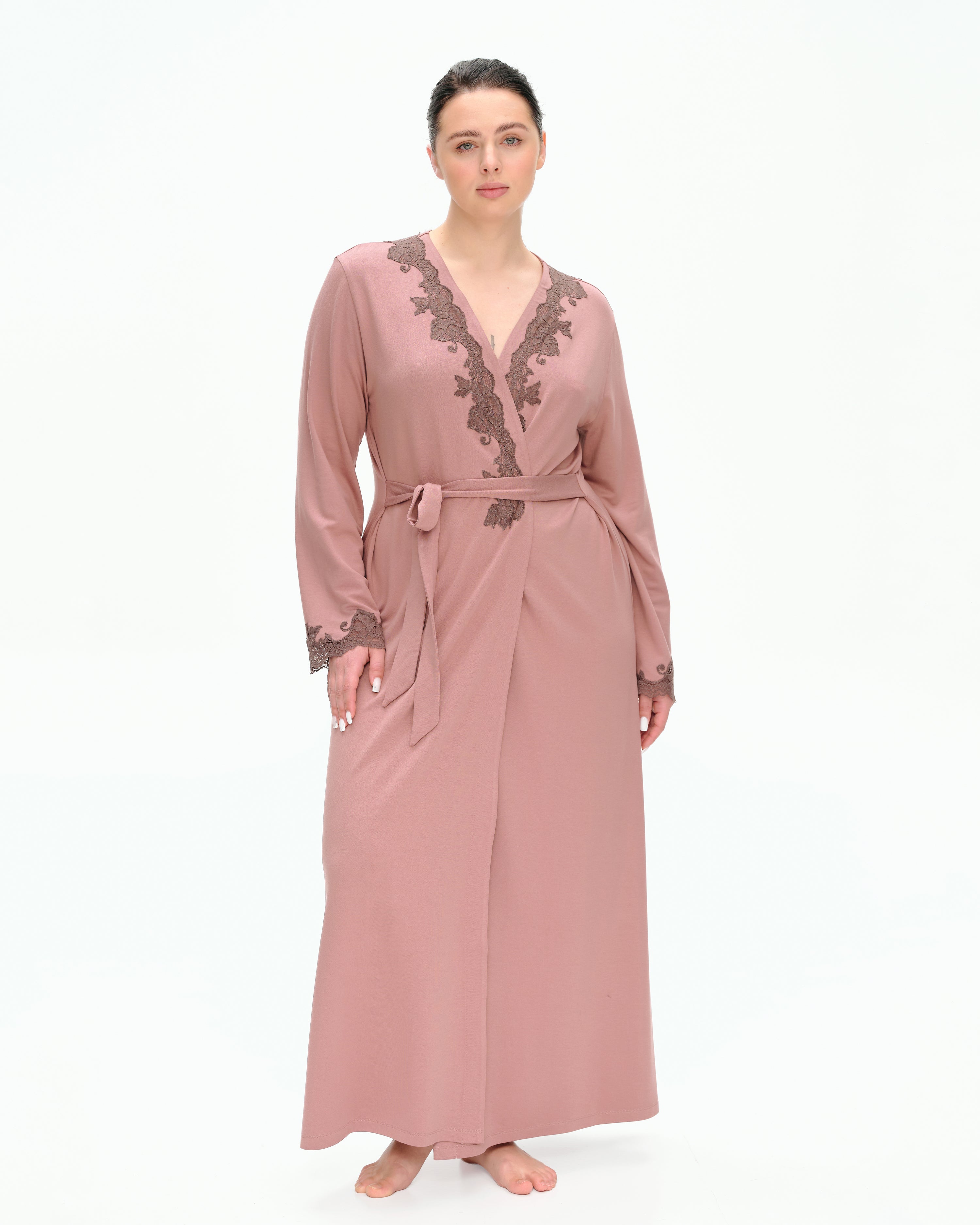 Bamboo long sleeve Robe 03319 powder