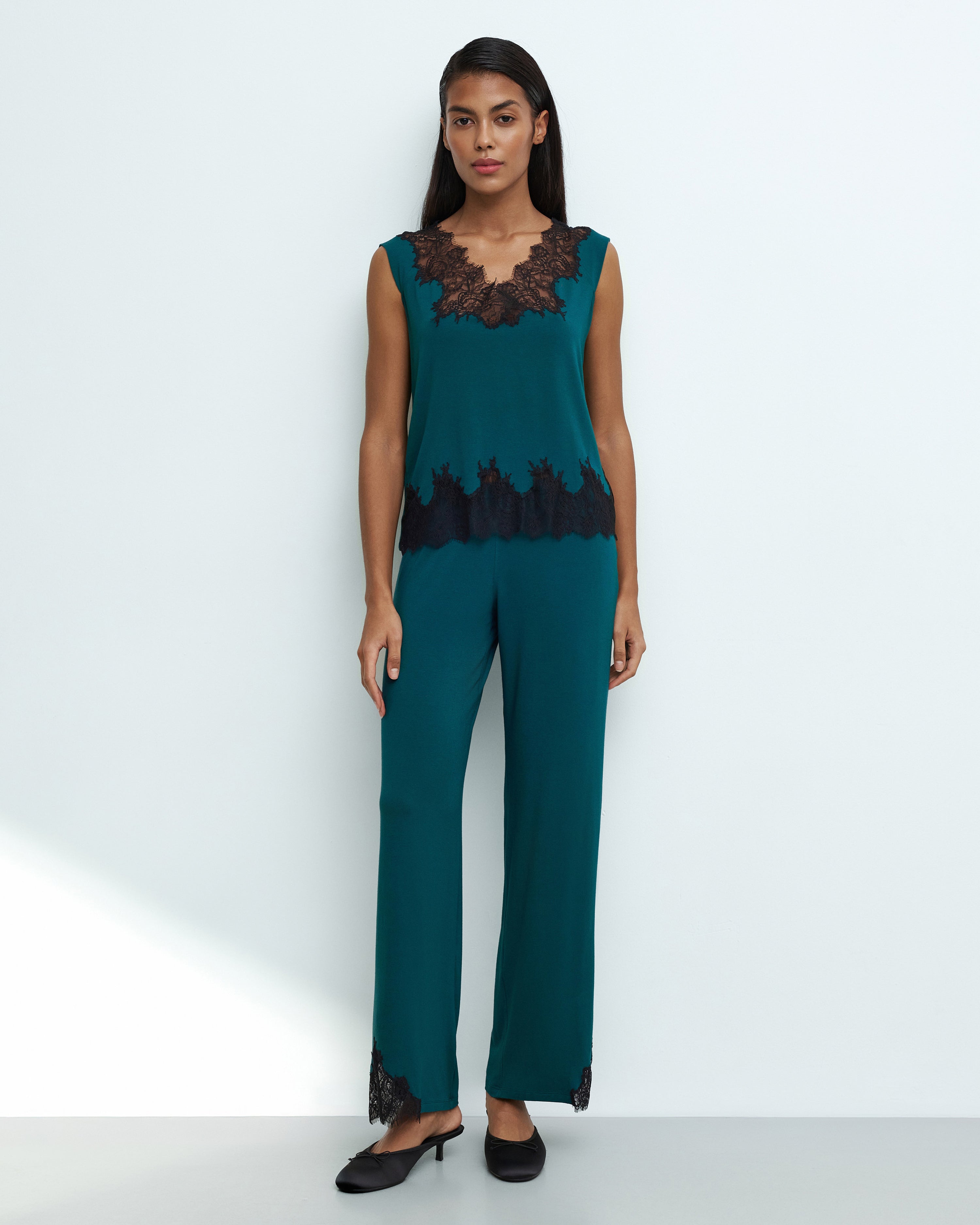 Bamboo cap-sleeve Pajama 03341 midnight pine