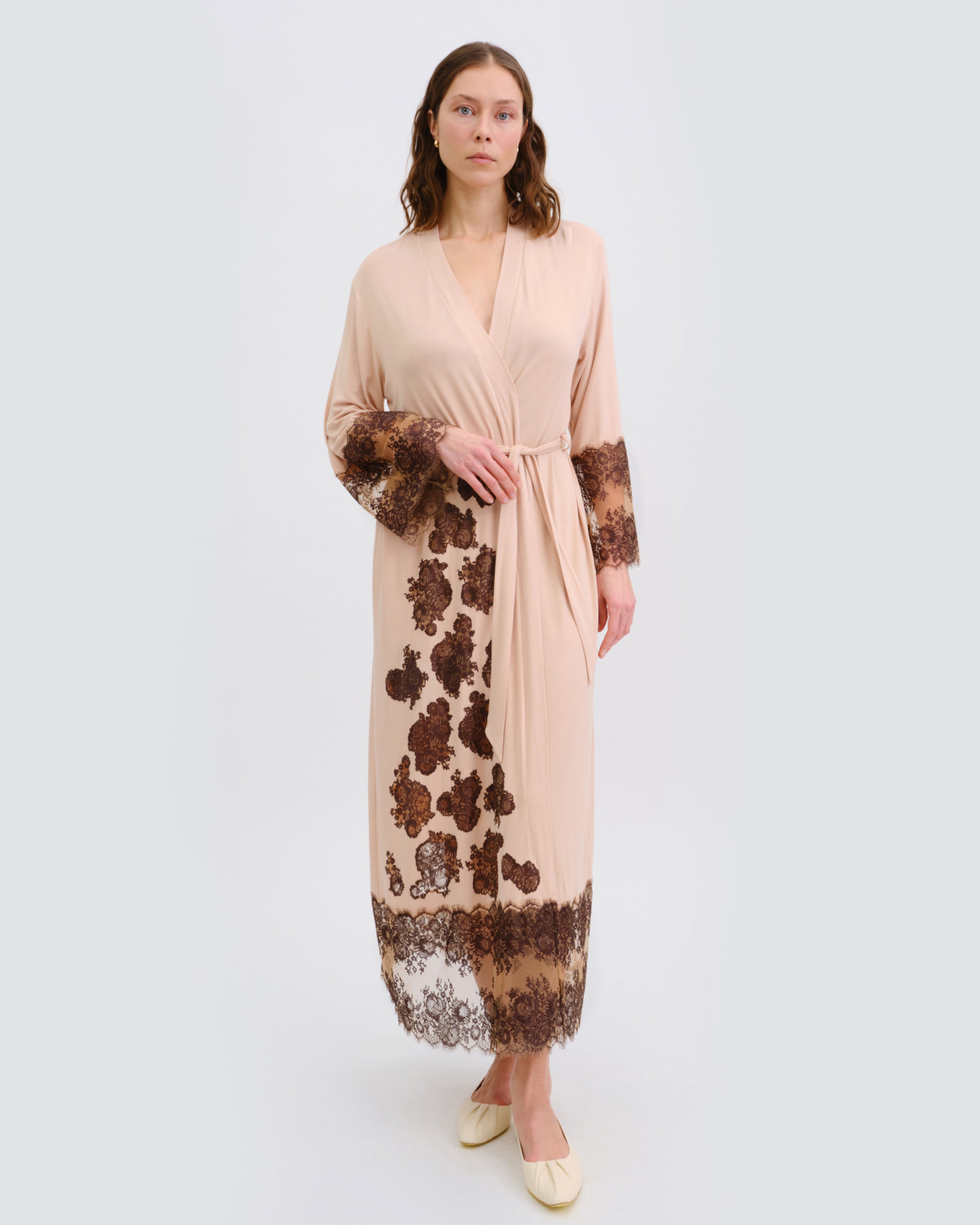 Bamboo long sleeve Robe 03348 almond milk
