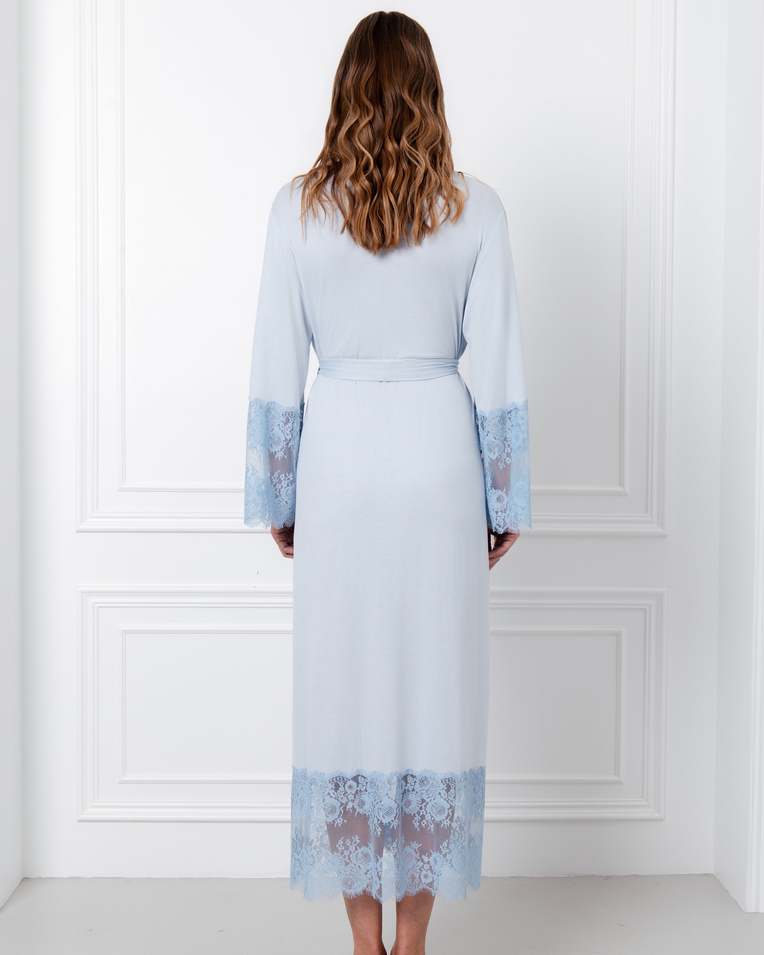 Bamboo long sleeve Robe 03348 icy blue