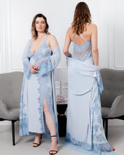 Bamboo long sleeve Robe 03348 icy blue